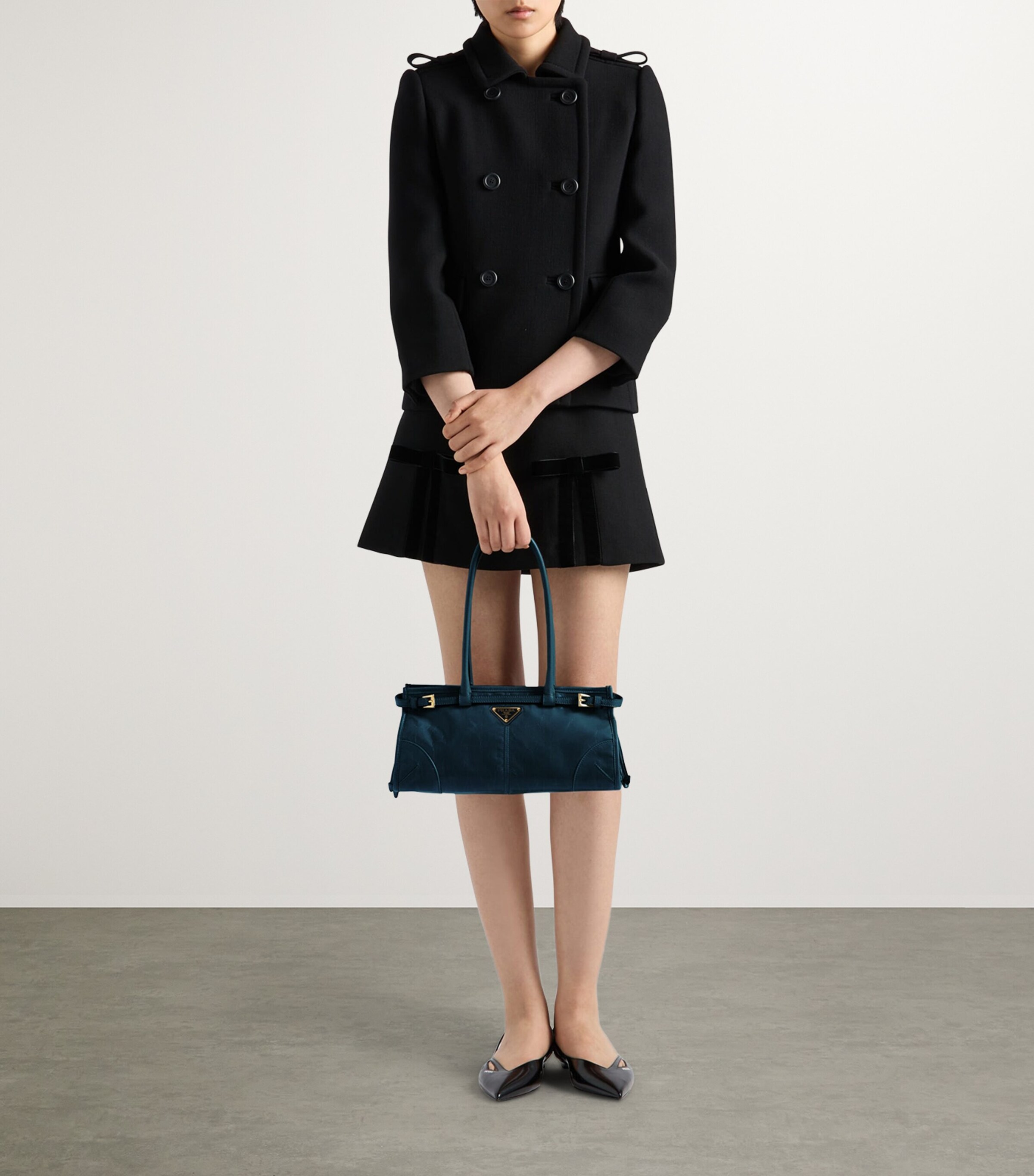 Prada Blue Medium Leather Bonnie Top-Handle Bag | Harrods UK