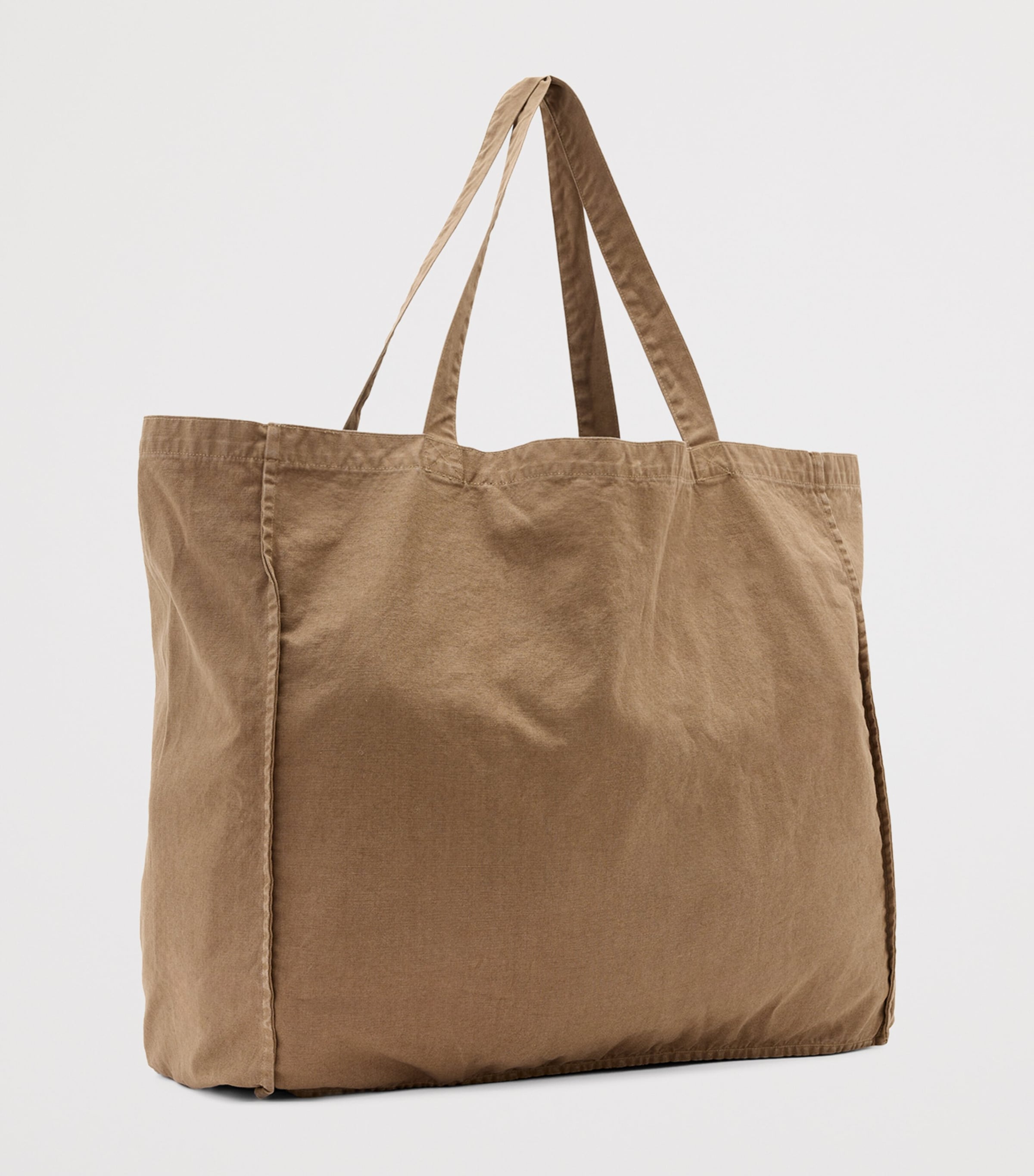 AllSaints Large Cotton Haven Tote Bag Pine Bark Brown Image 3