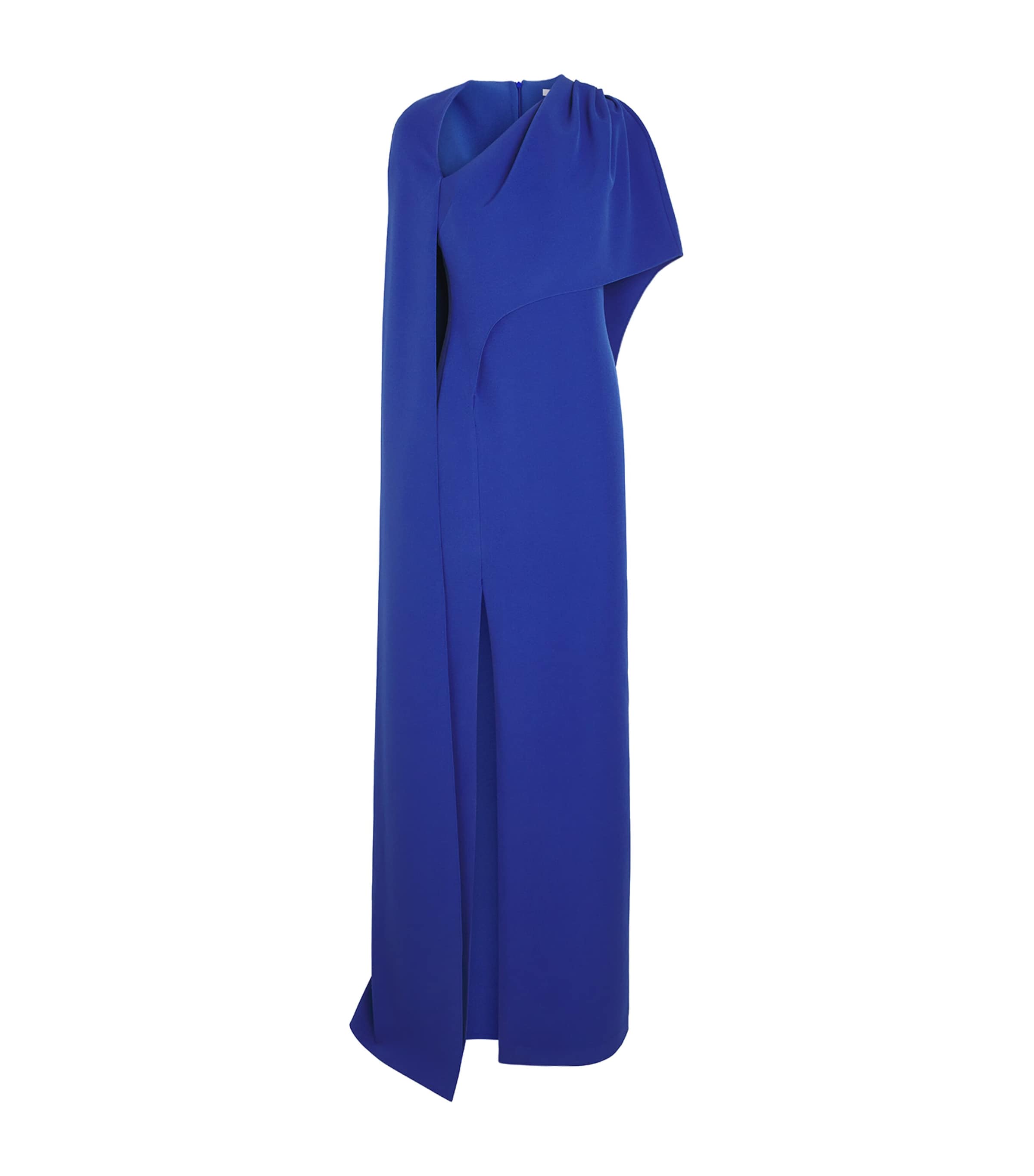 Safiyaa Womens Crepe Cape-Detail Contessa Gown Skiathos Blue Image 1