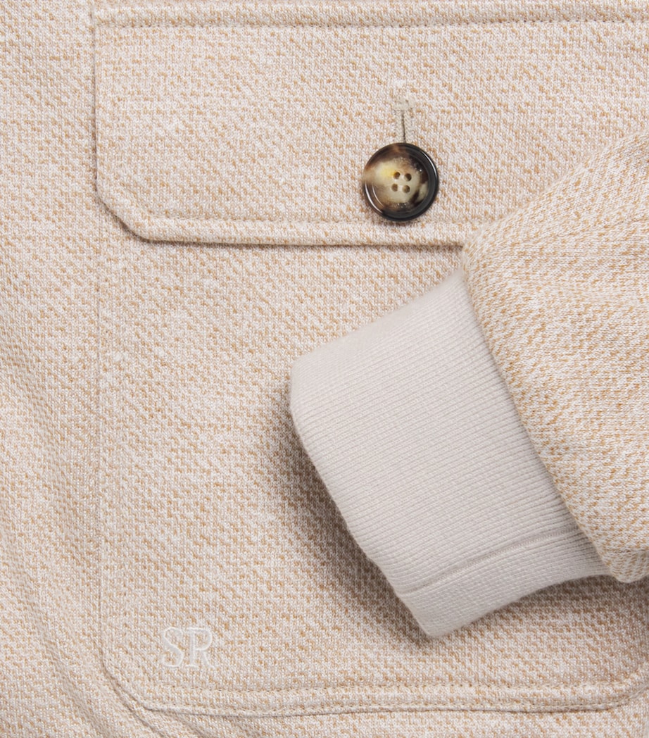 Stefano Ricci Kids Linen-Silk-Cotton Knitted Bomber Jacket (12-16 Years) C. Beige Image 3
