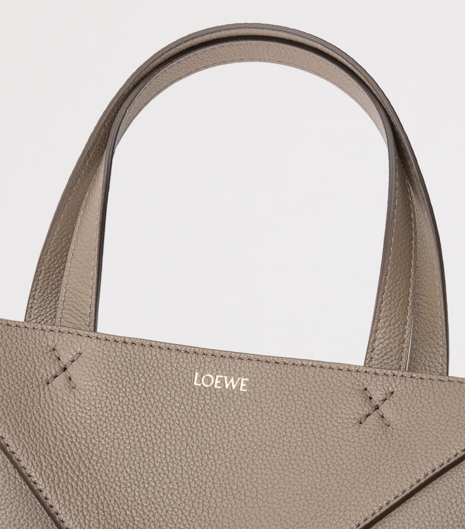 Mini Leather Puzzle Fold Tote Bag TAUPE Image 9