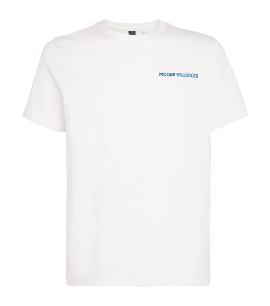 Moose Knuckles Mens Pima Cotton Logo Print T-Shirt Milky Way Image 1