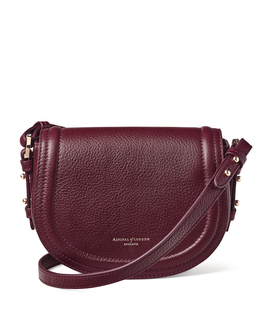 Small Leather Stella Cross-Body Satchel BURGUNDY Image 1