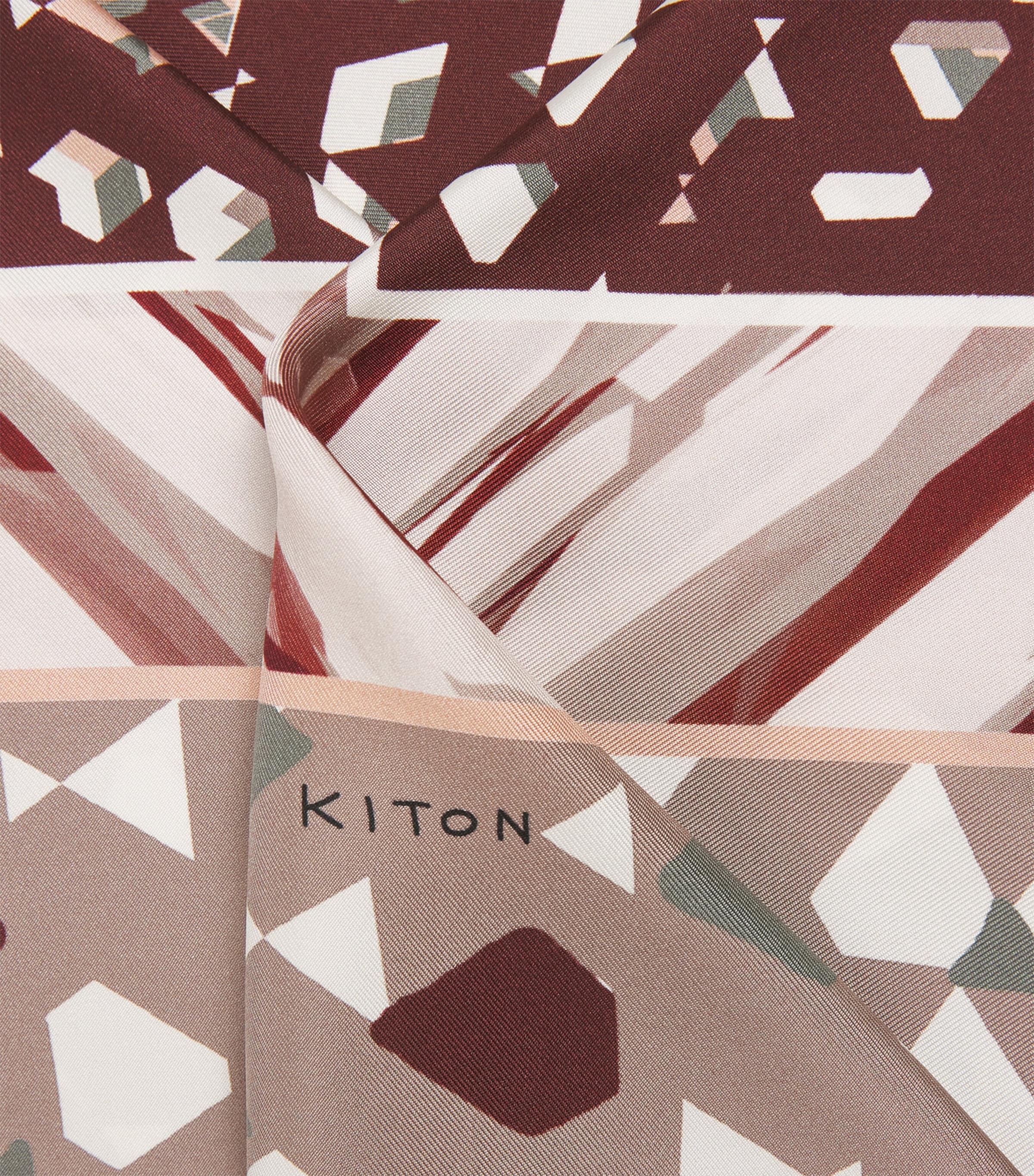 Kiton Silk Printed Scarf Bordeaux Print Image 4