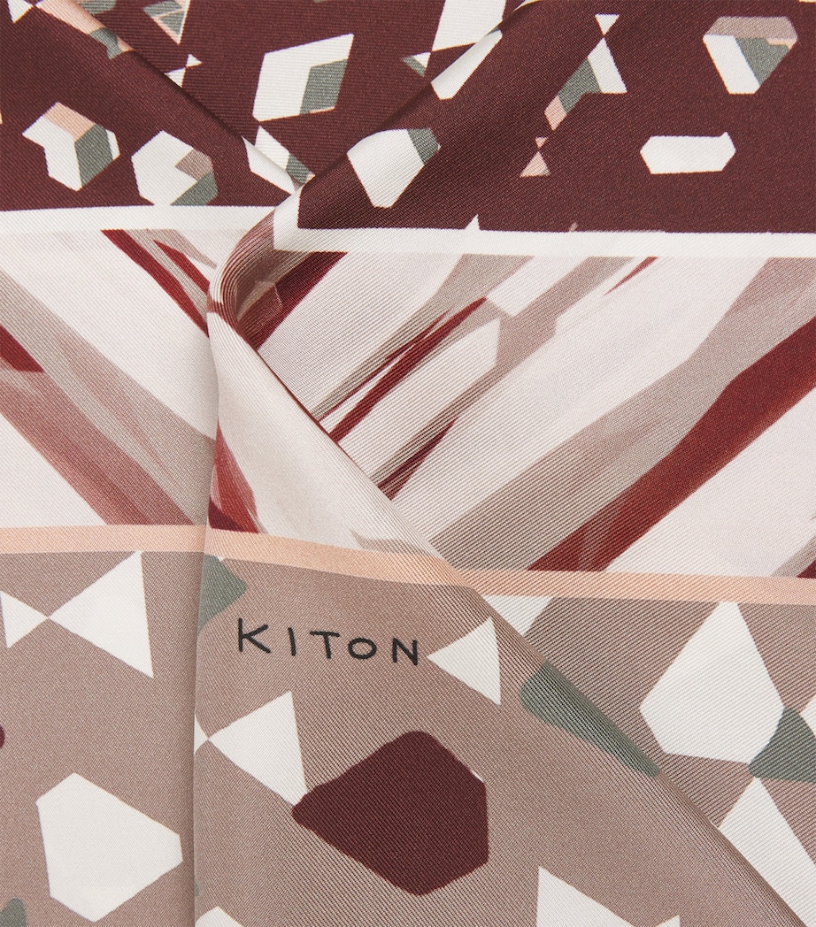 Kiton Silk Printed Scarf Bordeaux Print Image 4