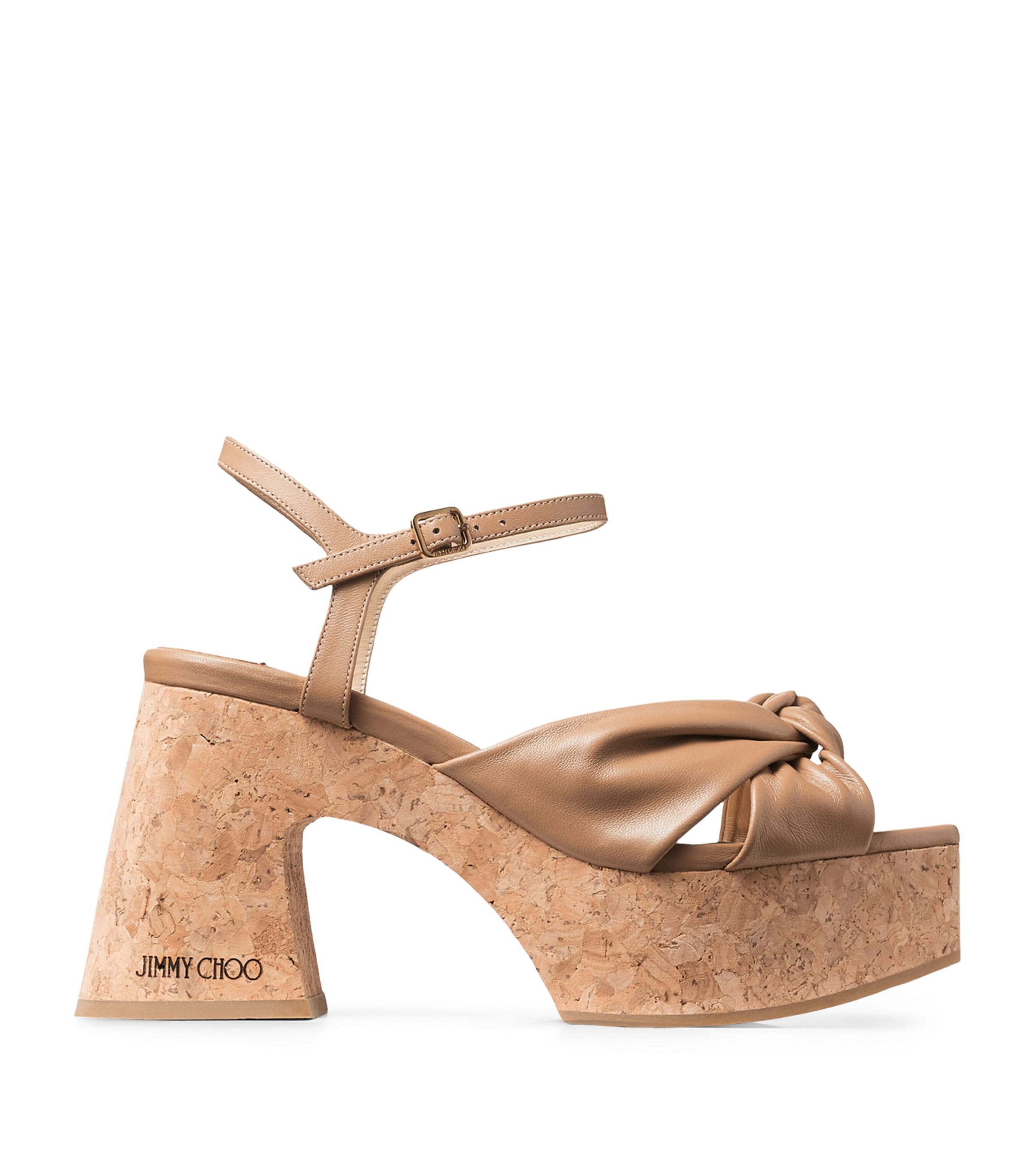 Jimmy Choo Heloise 95 Nappa Leather Sandals In Beige