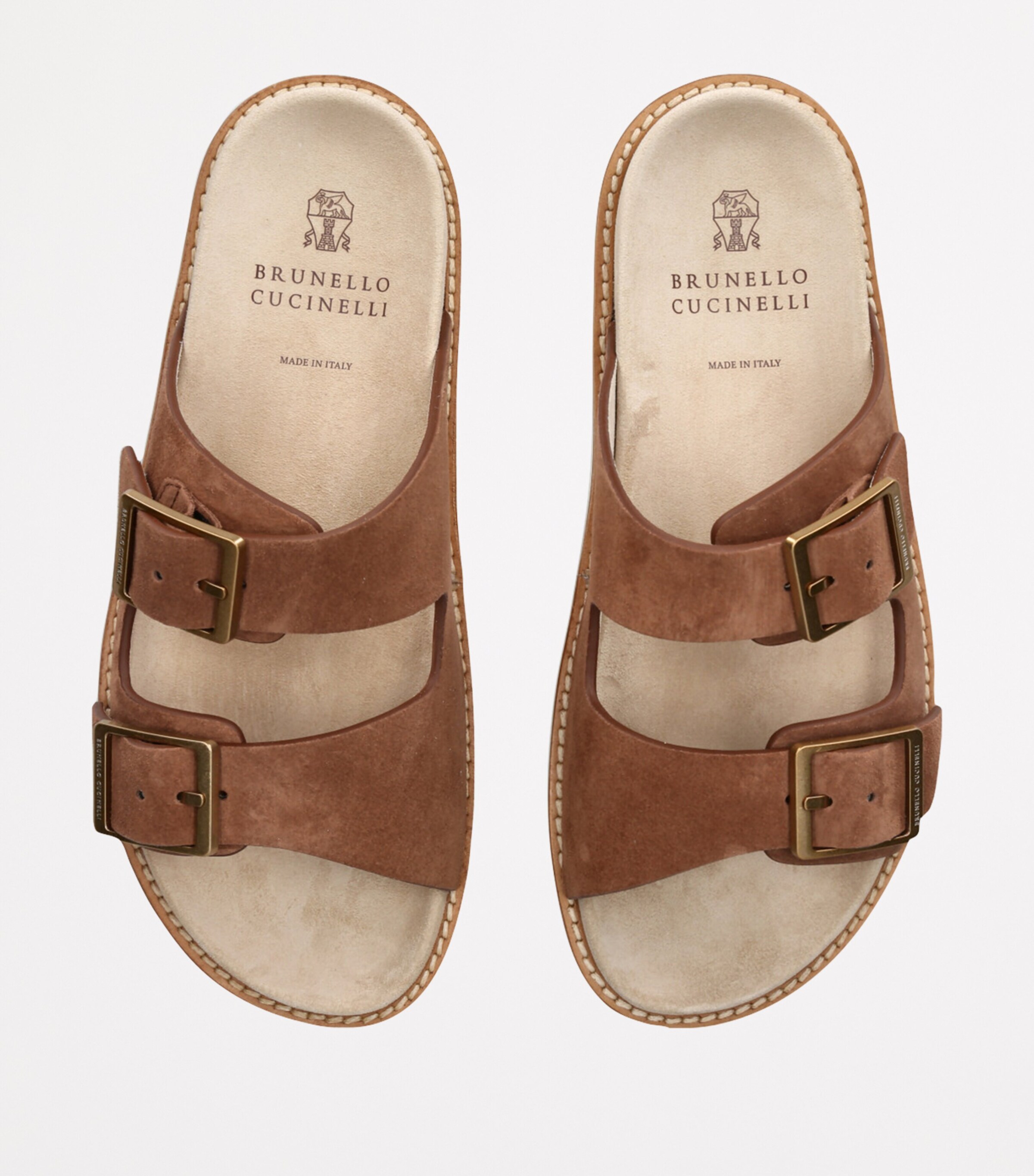 Suede Double-Strap Sandals MID BROWN Image 4