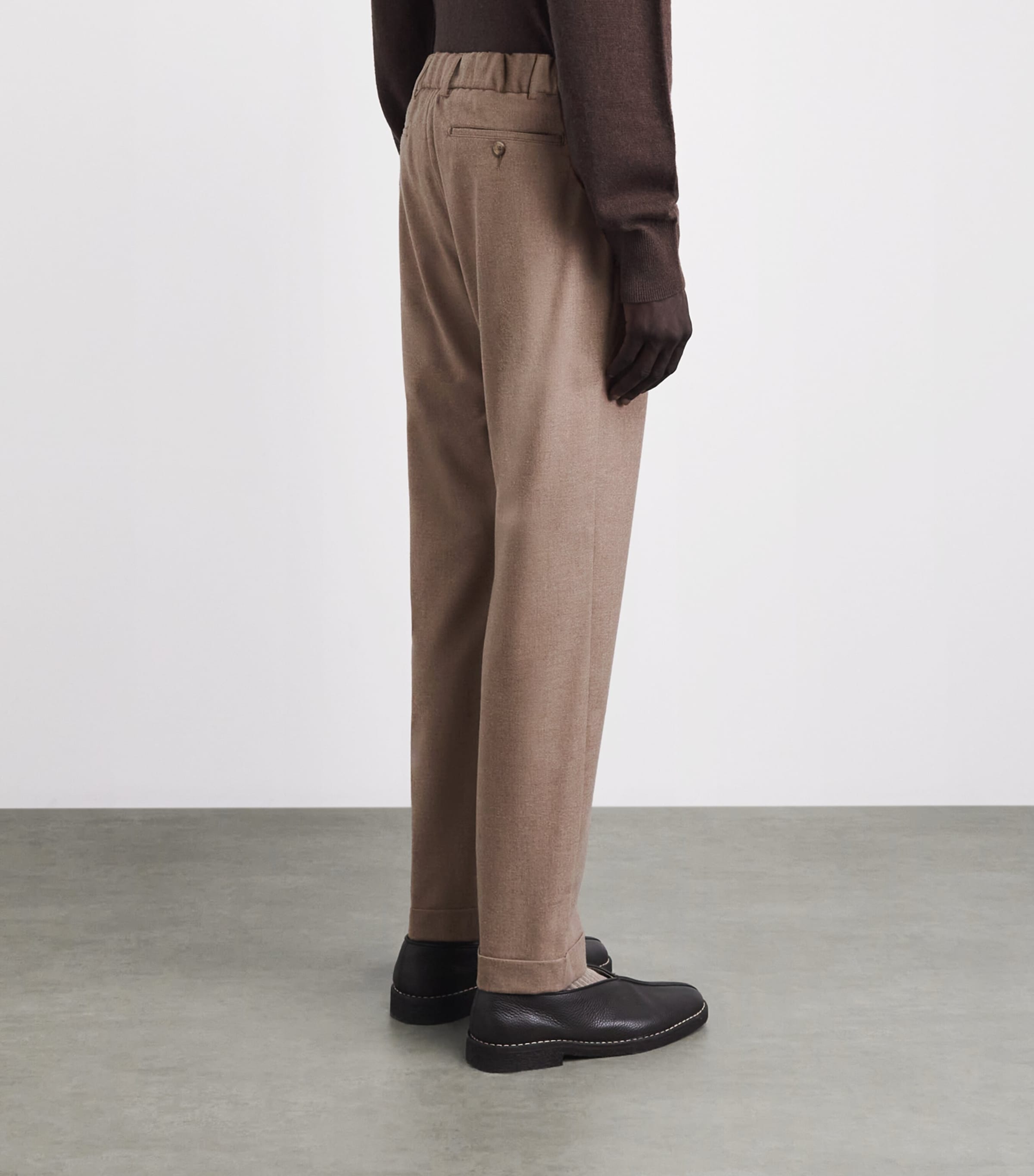 Marco Pescarolo Womens Stretch-Cashmere Trousers Dark Beige Image 5