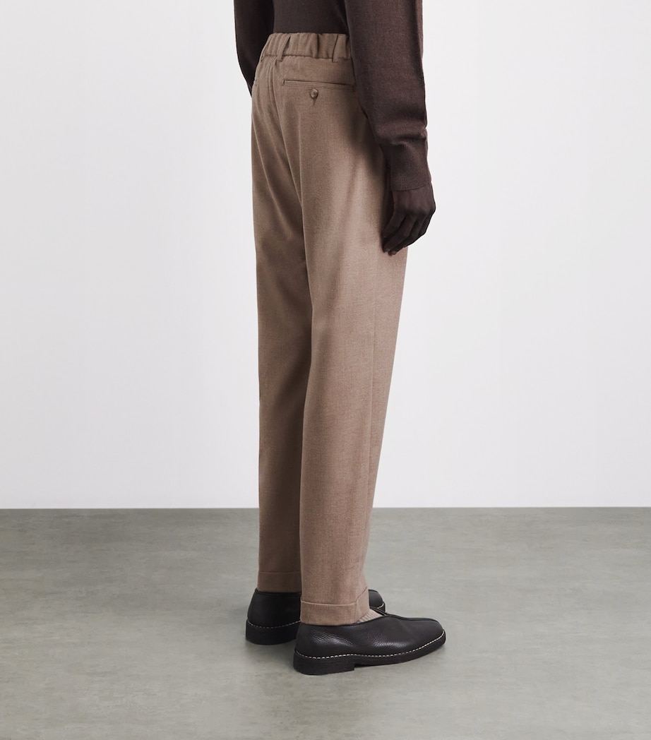 Marco Pescarolo Womens Stretch-Cashmere Trousers Dark Beige Image 5