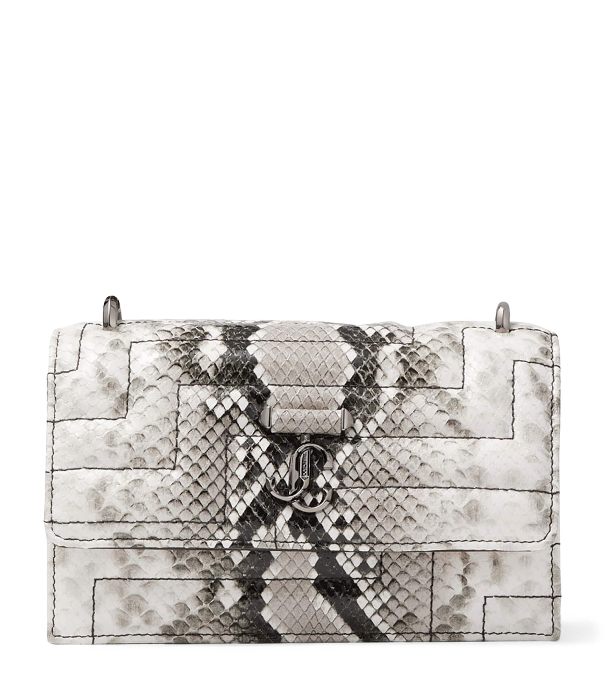 Jimmy Choo Mini Snakeskin-effect Avenue Shoulder Bag In Brown