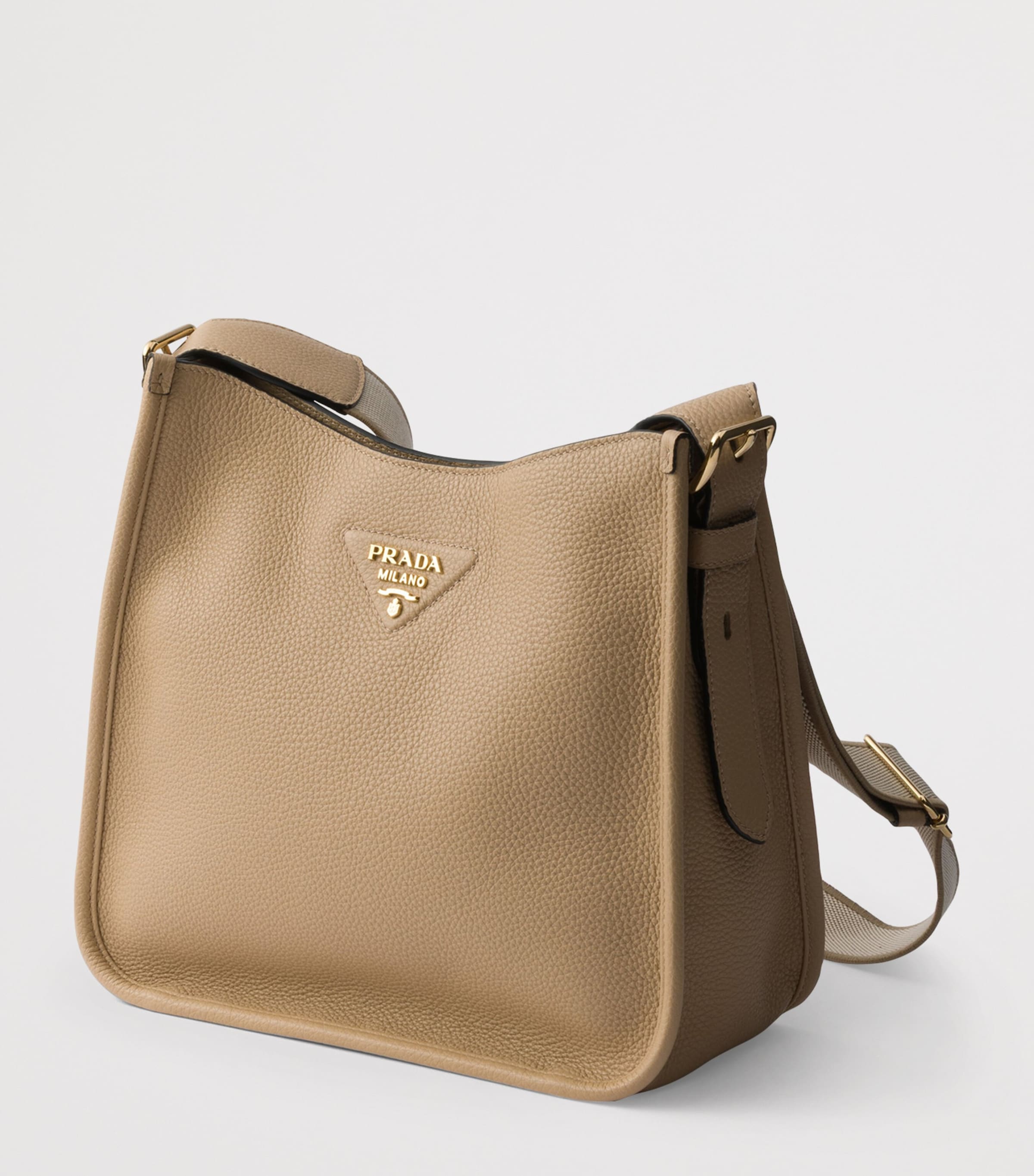 Prada Medium Leather Shoulder Bag Neutral Image 4