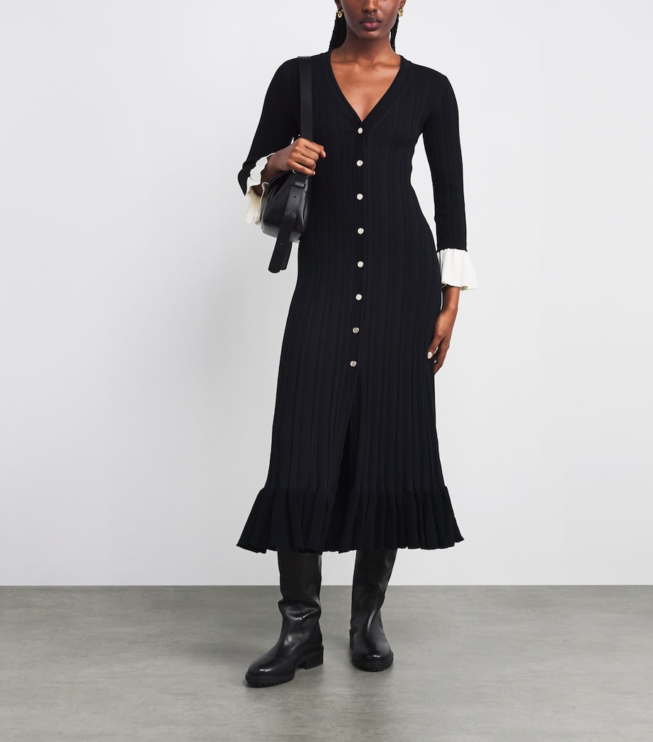 Knit Two-Tone Midi Dress NAVY BLUE Image 2