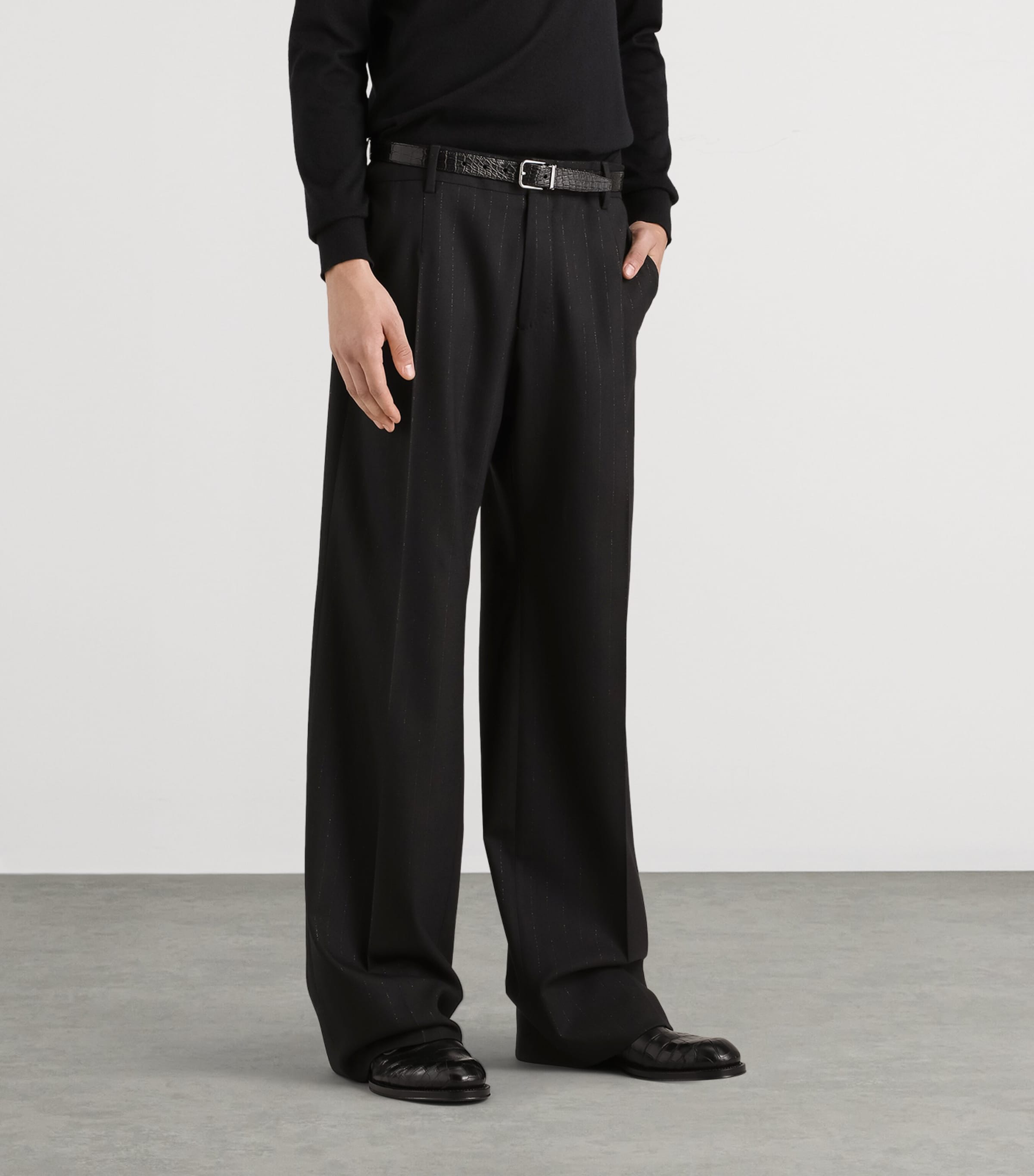 Dolce&Gabbana Mens Virgin Wool-Blend Pinstripe Tailored Trousers Striped Image 4