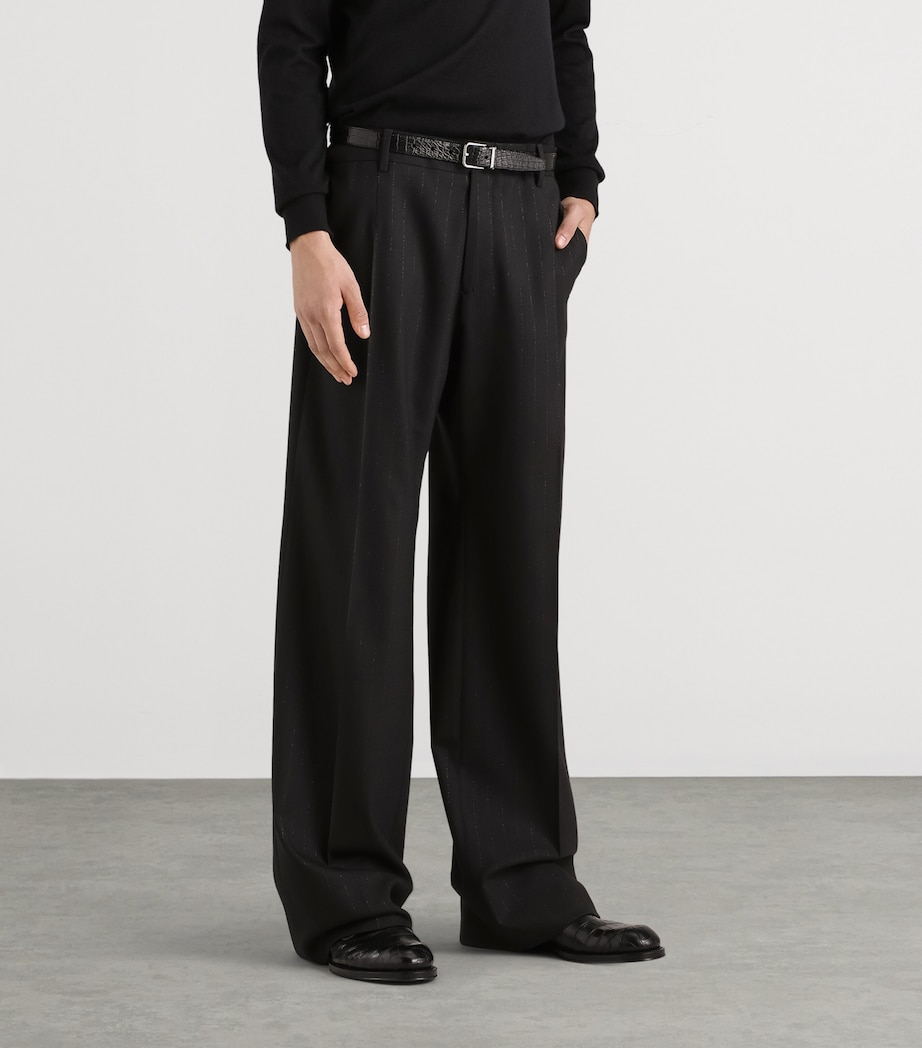 Dolce&Gabbana Mens Virgin Wool-Blend Pinstripe Tailored Trousers Striped Image 4