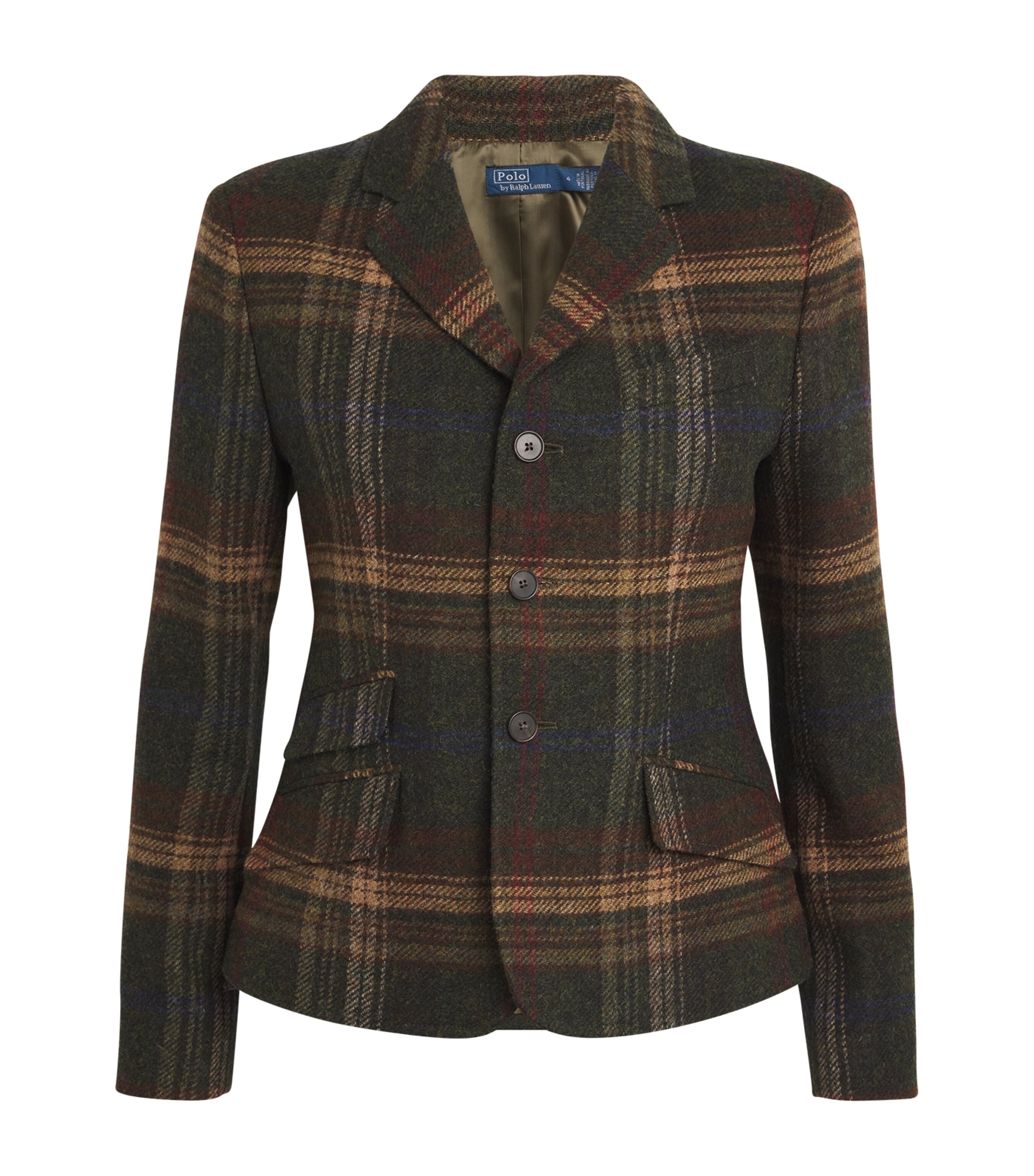 Polo Ralph Lauren Lapel Plaid Jacket Front Pockets In Military Green