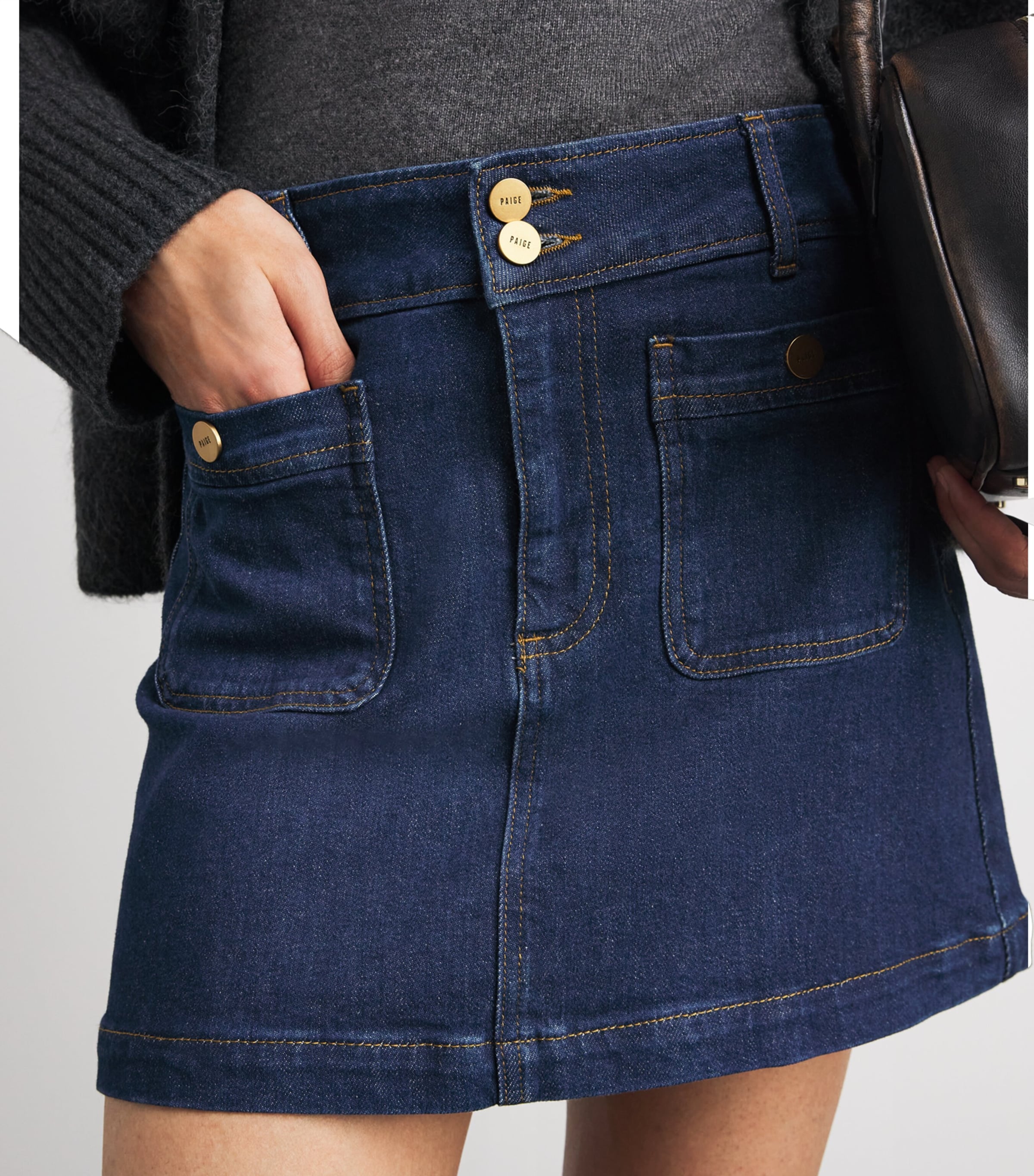 PAIGE Womens Janelle Denim Skirt Teatro Image 3