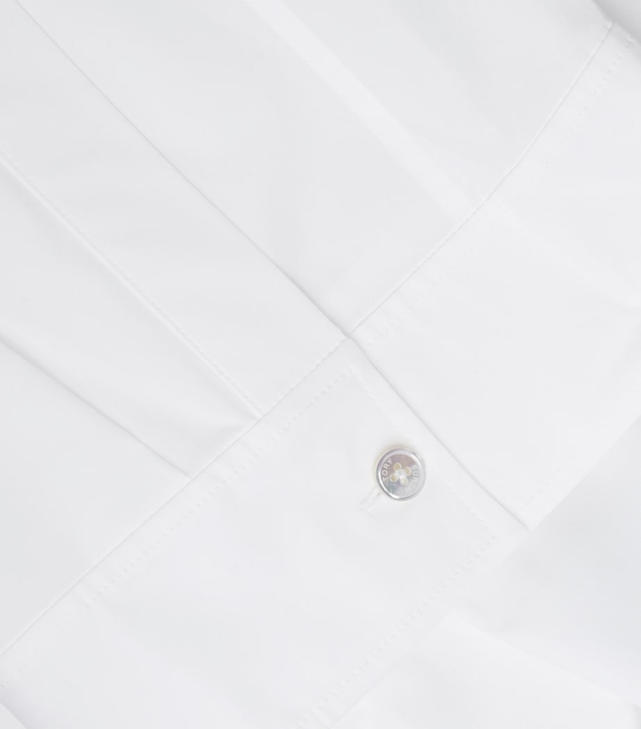 Tory Burch Womens Stretch-Cotton Bow Blouse White Image 6