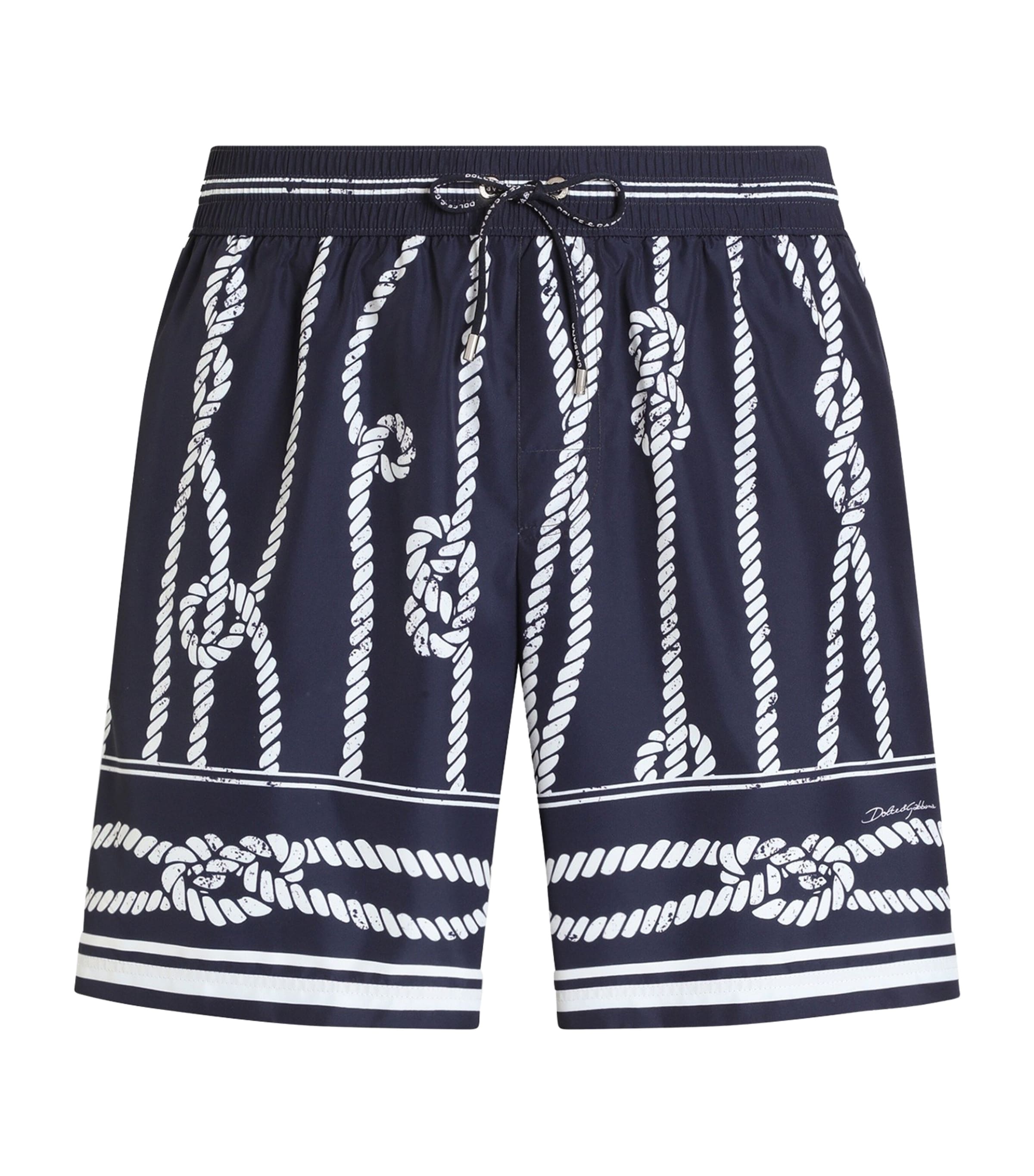 Dolce&Gabbana Mens Knot Print Mid-Length Swim Shorts Corde F.blu Na Image 1