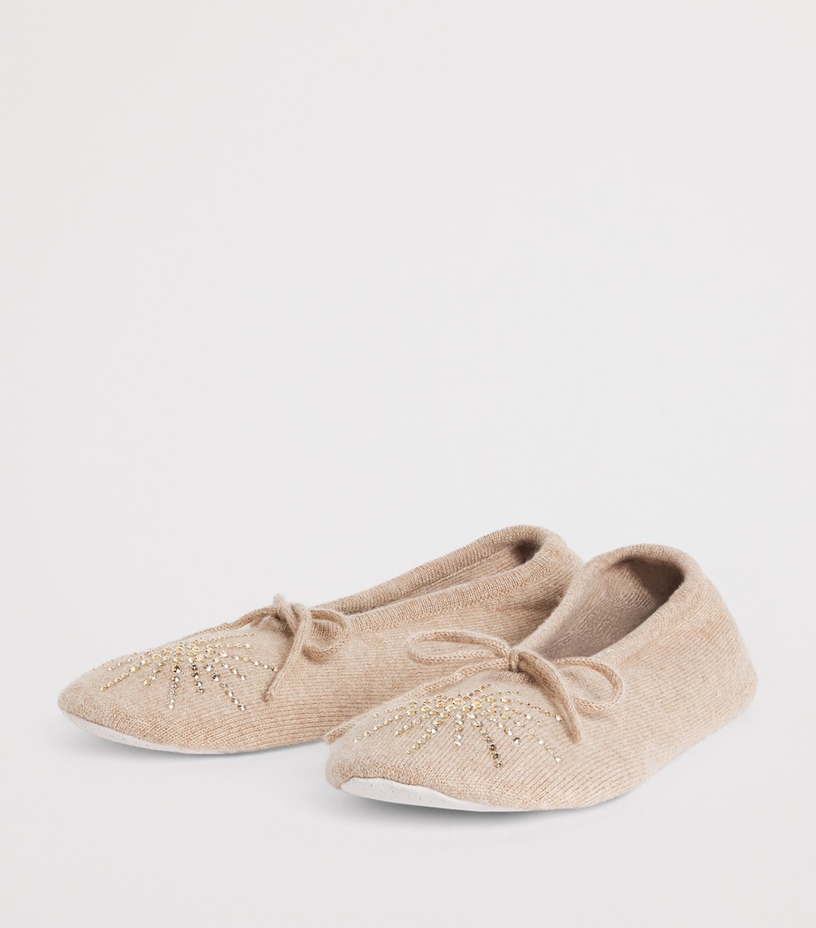 William Sharp Cashmere Crystal-Embellished Dolly Slippers Mid Brwn Gldn Shdw Image 3