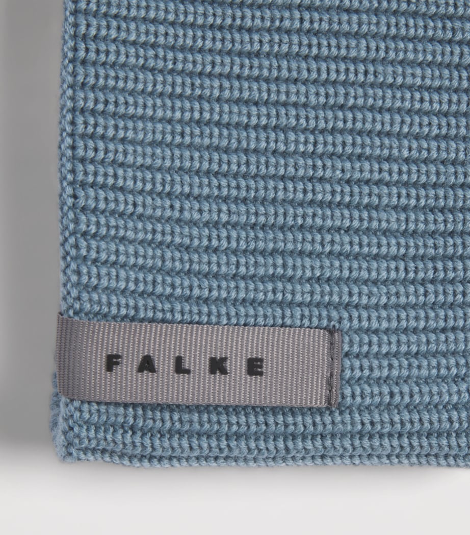 Falke Virgin Wool Fine Rib Beanie Blue Steel Image 3
