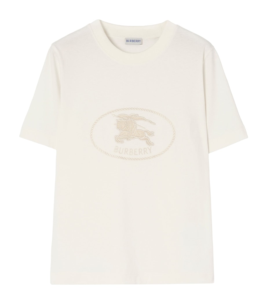 Burberry Womens Cotton Knight Stamp T-Shirt Chalk Image 1