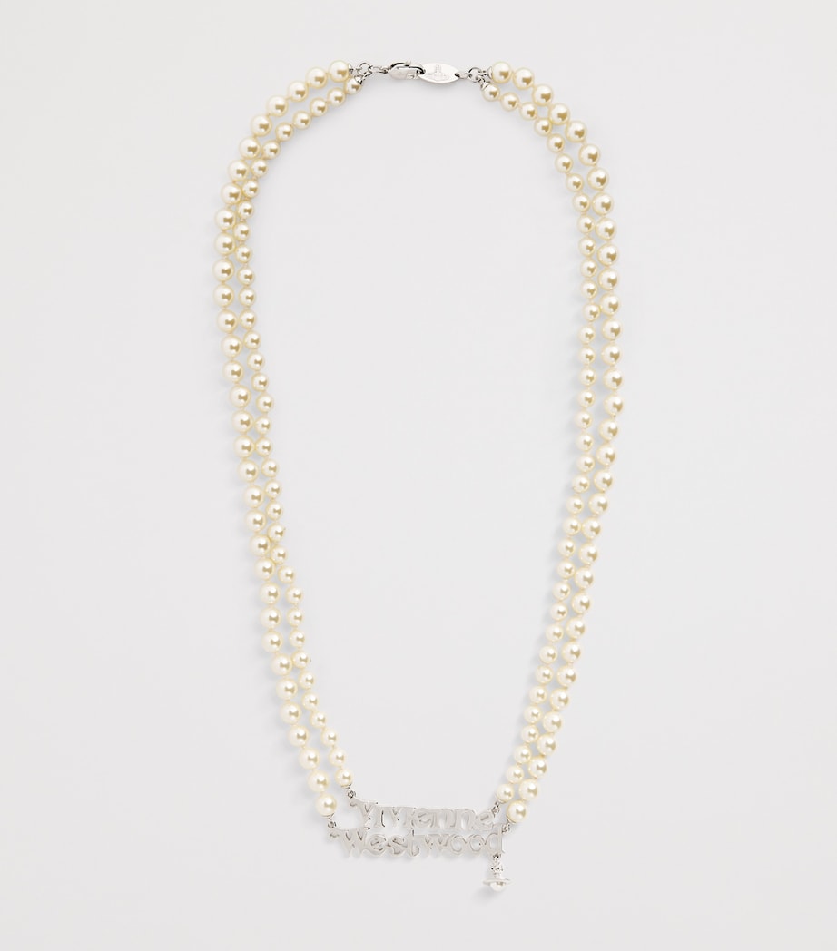 Pearl Emilio Logo Necklace P118 PLATINUM Image 3