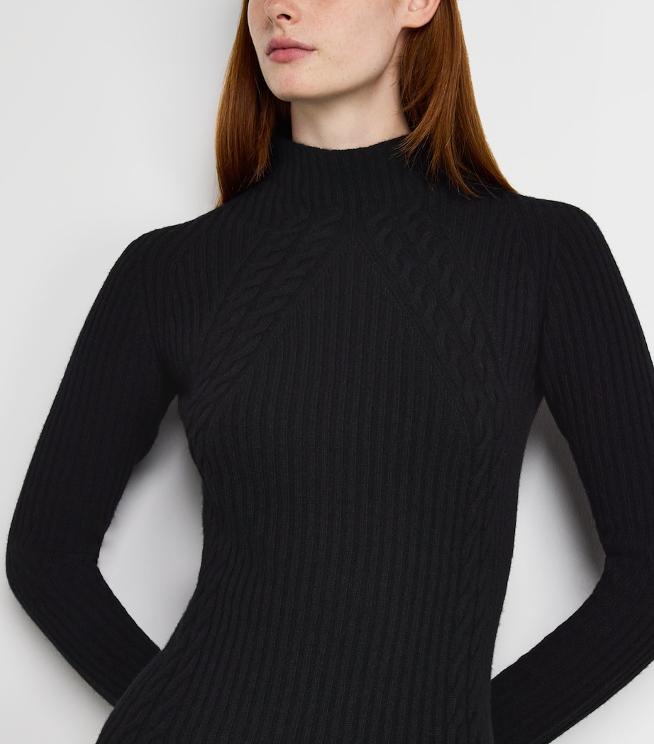 Wool-Cashmere Midi Dress BLACK Image 4