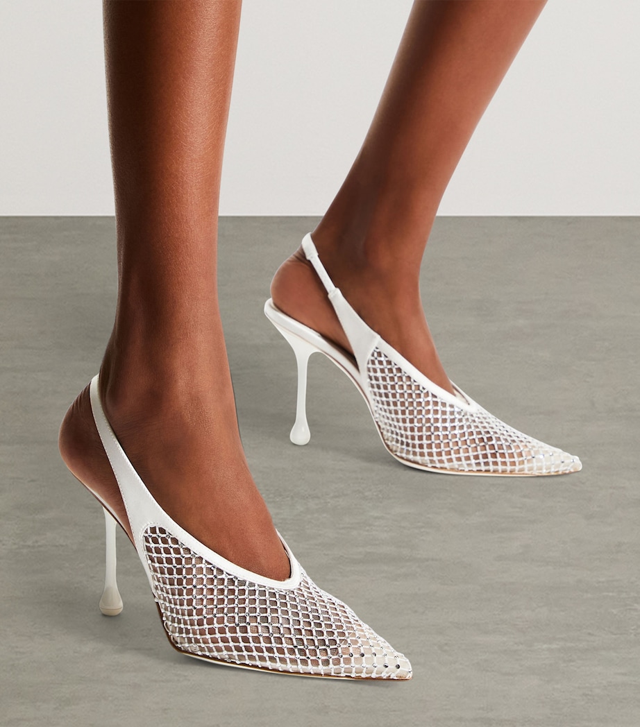 Isa 95 Leather Slingback Pumps WHITE/CRYSTAL Image 2