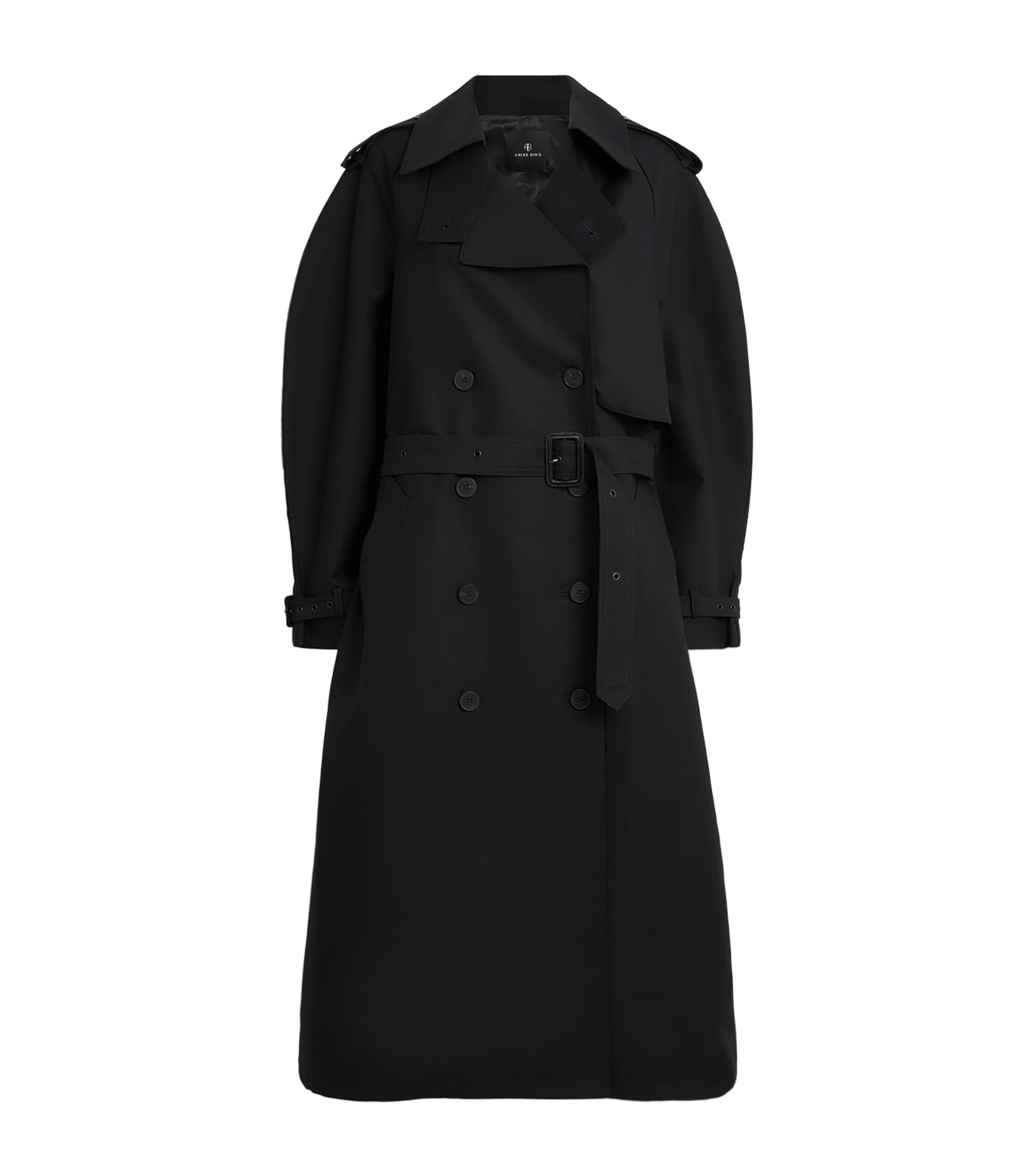 ANINE BING Cotton Pascale Trench Coat Black