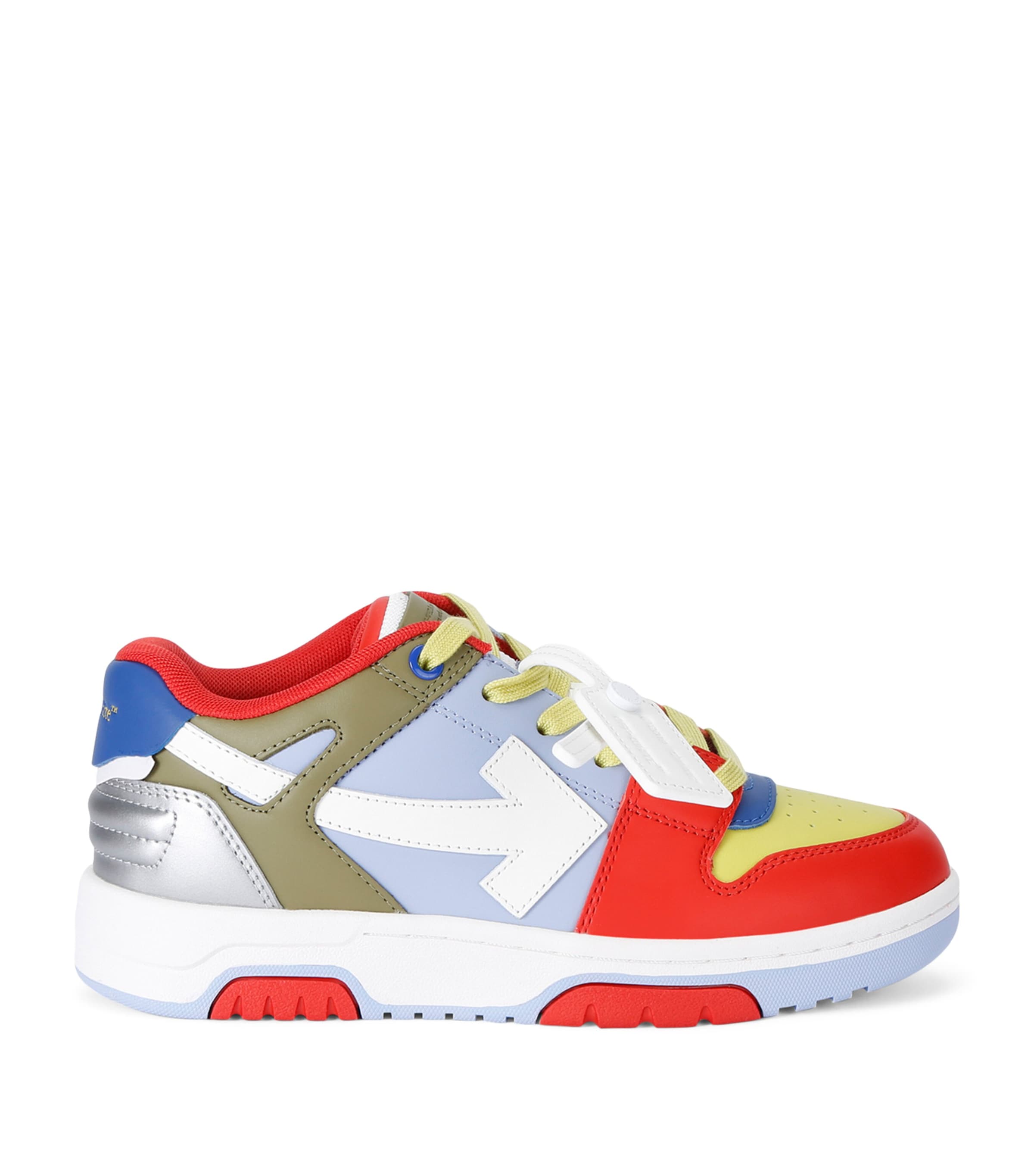 Off-White Kids Leather OOO Sneakers Green Comb Image 1