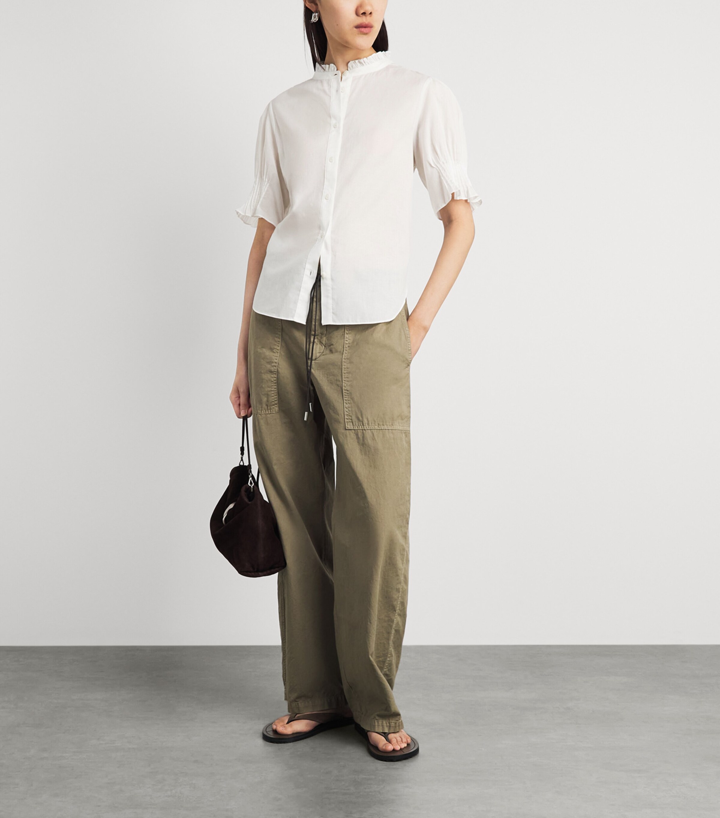 Rag & Bone Womens Cotton Dakota Blouse Bone Image 2