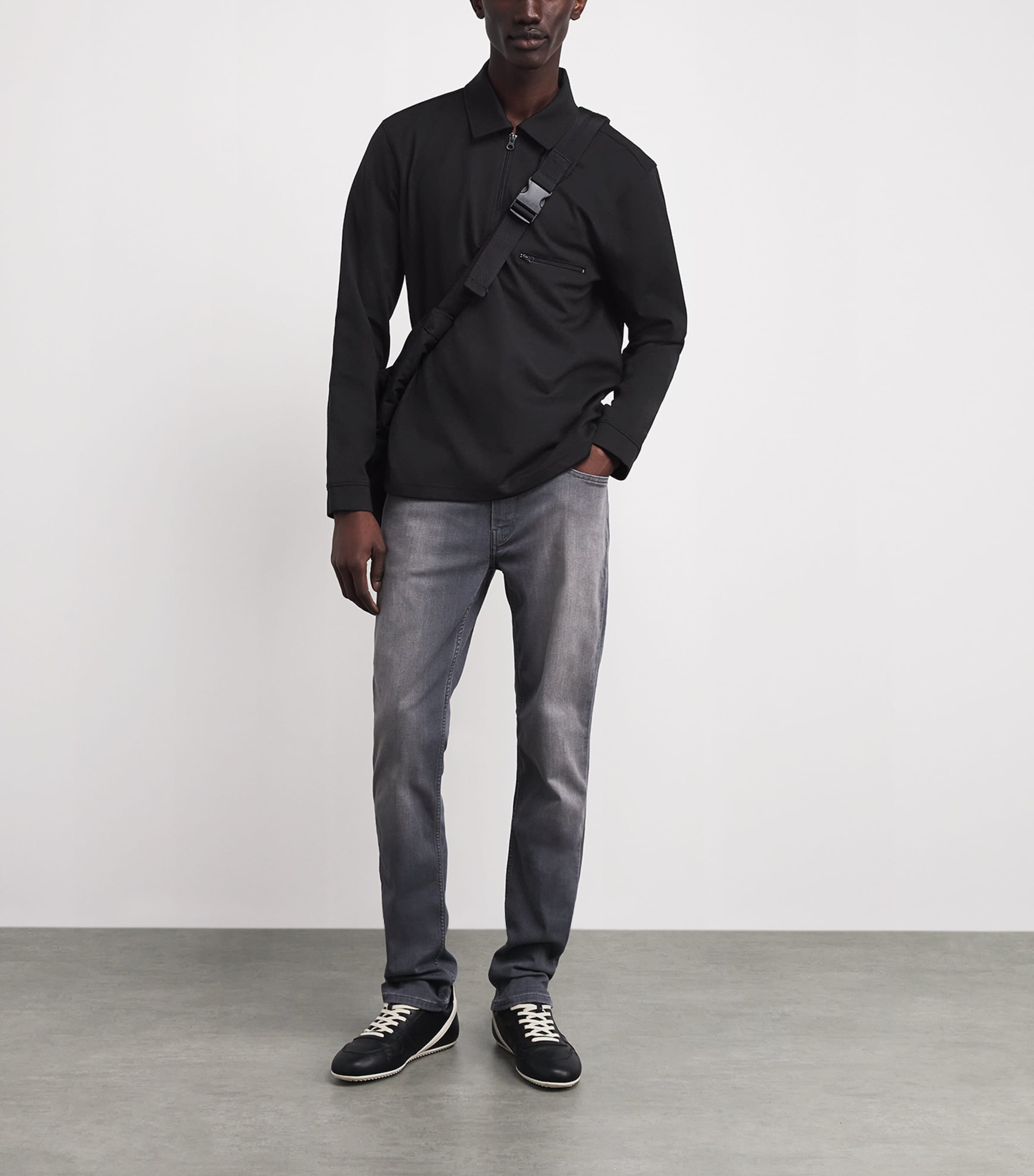 PAIGE Mens Grapello Quarter-Zip Sweater Black Image 2