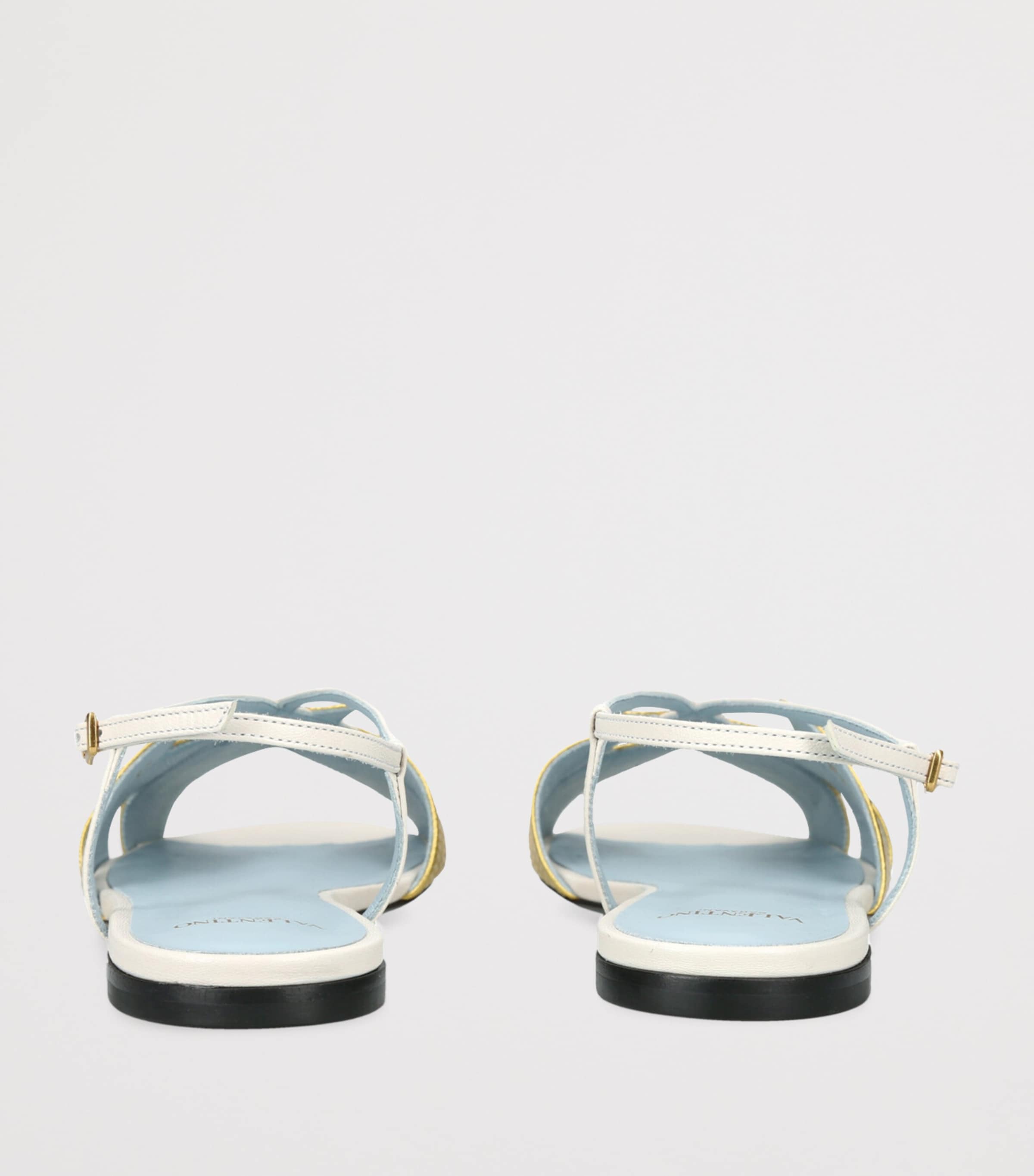 Leather Foliefoliage Flat Sandals WHITE/COMB Image 2