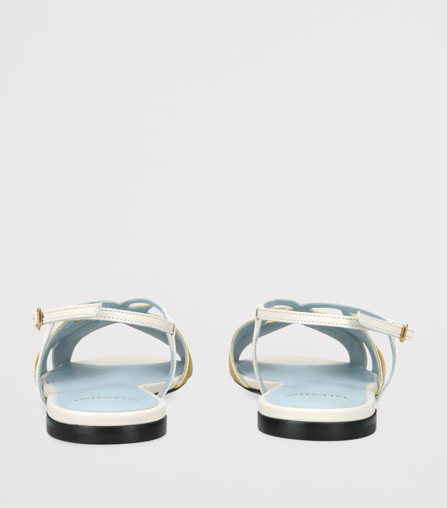 Leather Foliefoliage Flat Sandals WHITE/COMB Image 2