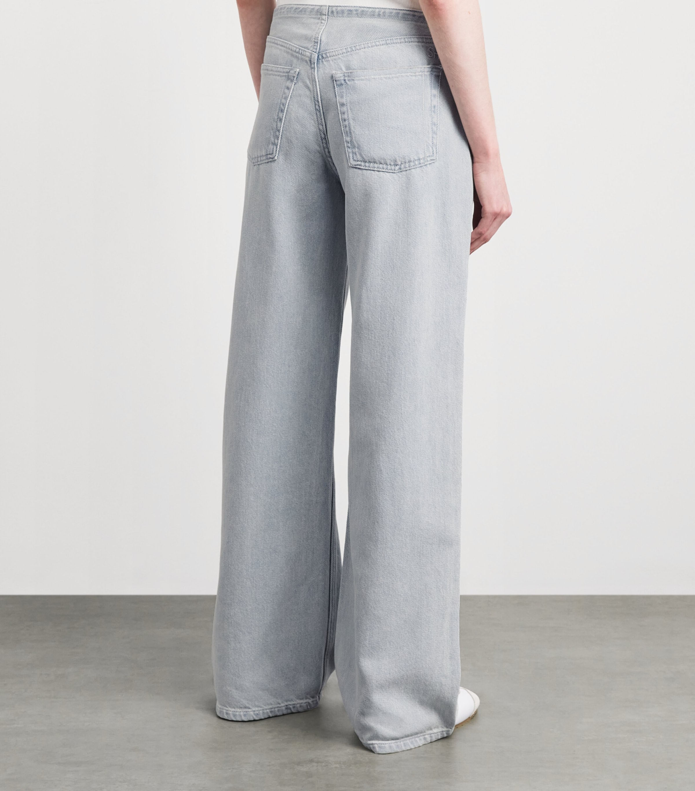 STILL HERE Womens Drawstring Cool Wide-Leg Jeans Cloud Vintage Blue Image 5
