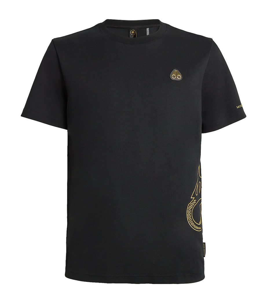 Moose Knuckles Mens Snake Logo Print T-Shirt Black Image 1