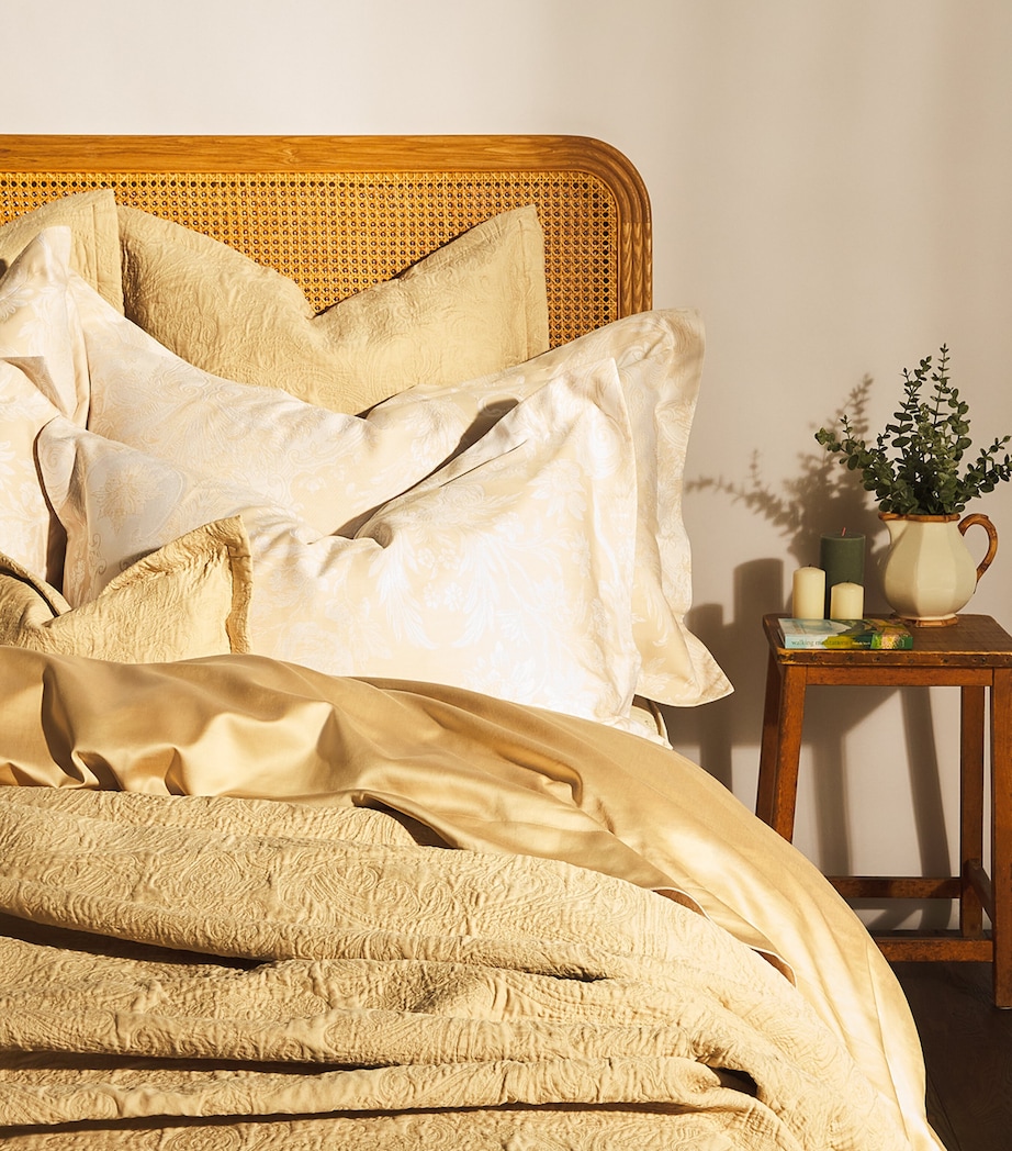 Cotton-Silk Pompadour Super King Duvet Cover (260cm x 220cm) LINEN Image 2