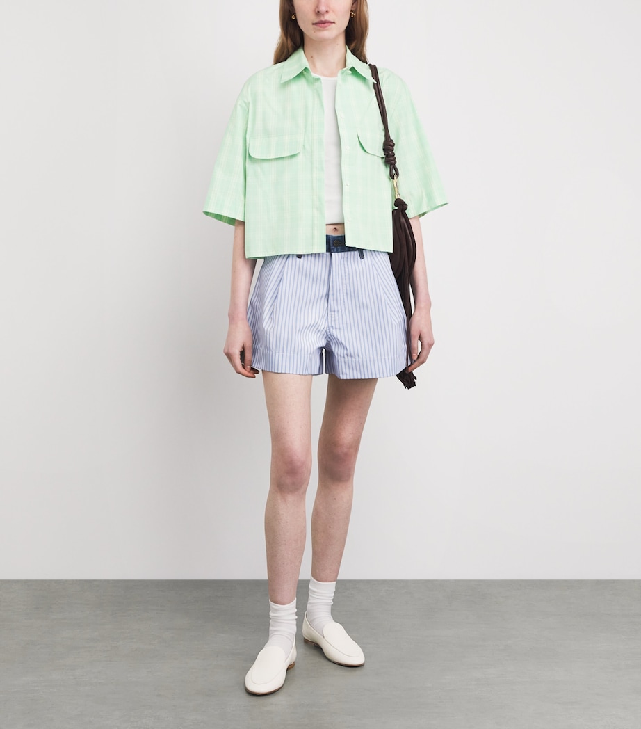 Sandro Paris Womens Cotton Check Shirt Green / Ecru Image 2