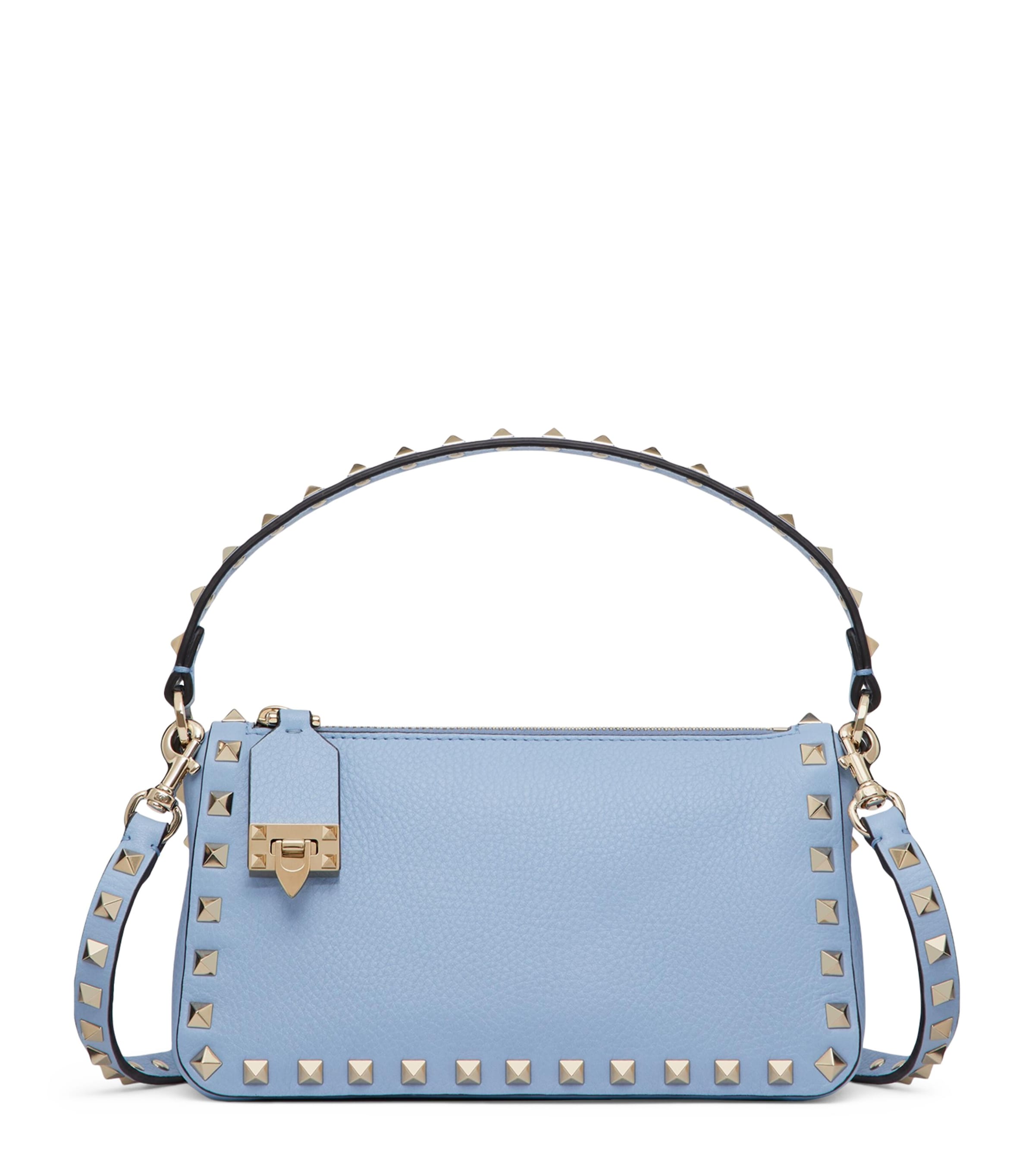 Valentino Garavani Leather Rockstud Cross-body Bag In Blue