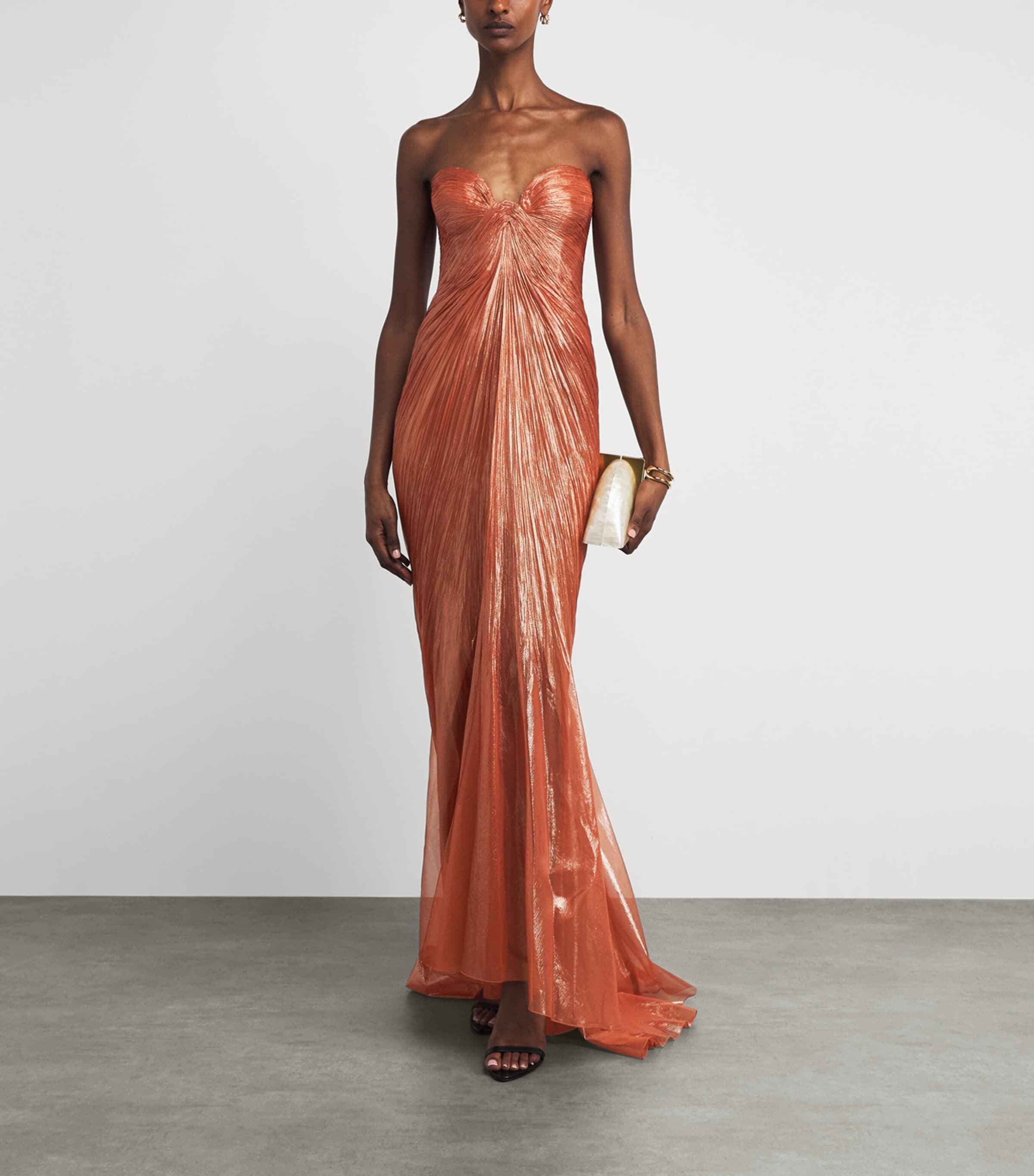 Maria Lucia Hohan Womens Silk Salima Bustier Gown Peach Fizz Image 2