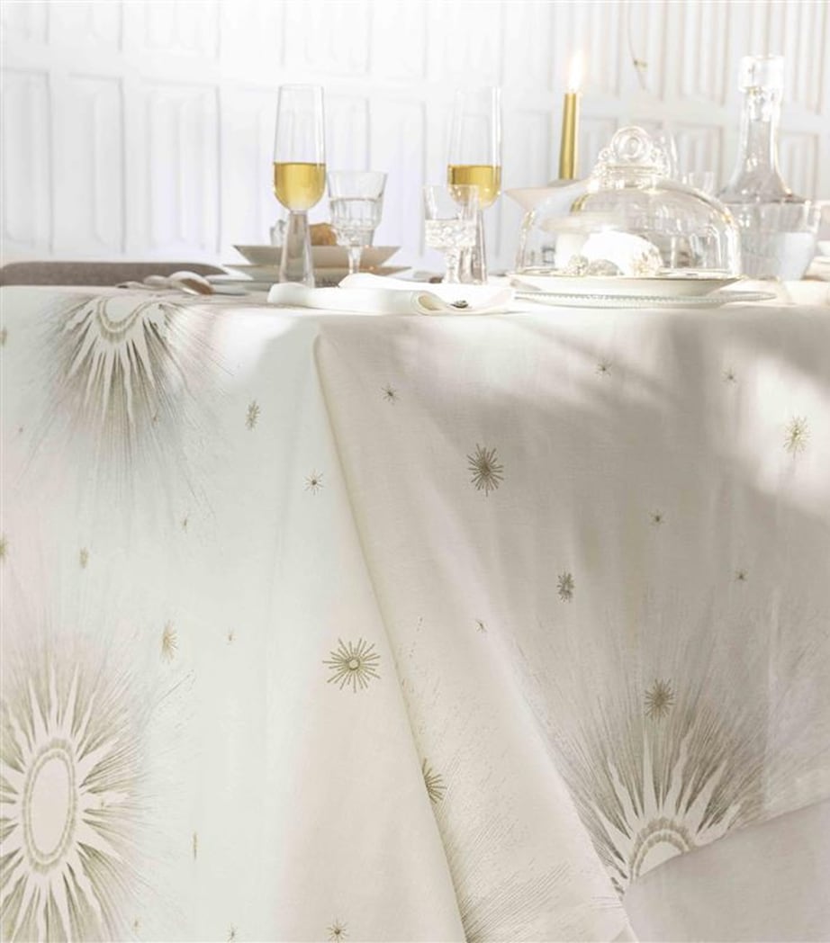 Linen Poussiere D'étoile Tablecloth  (170cm x 250cm) WHITE GOLD Image 5