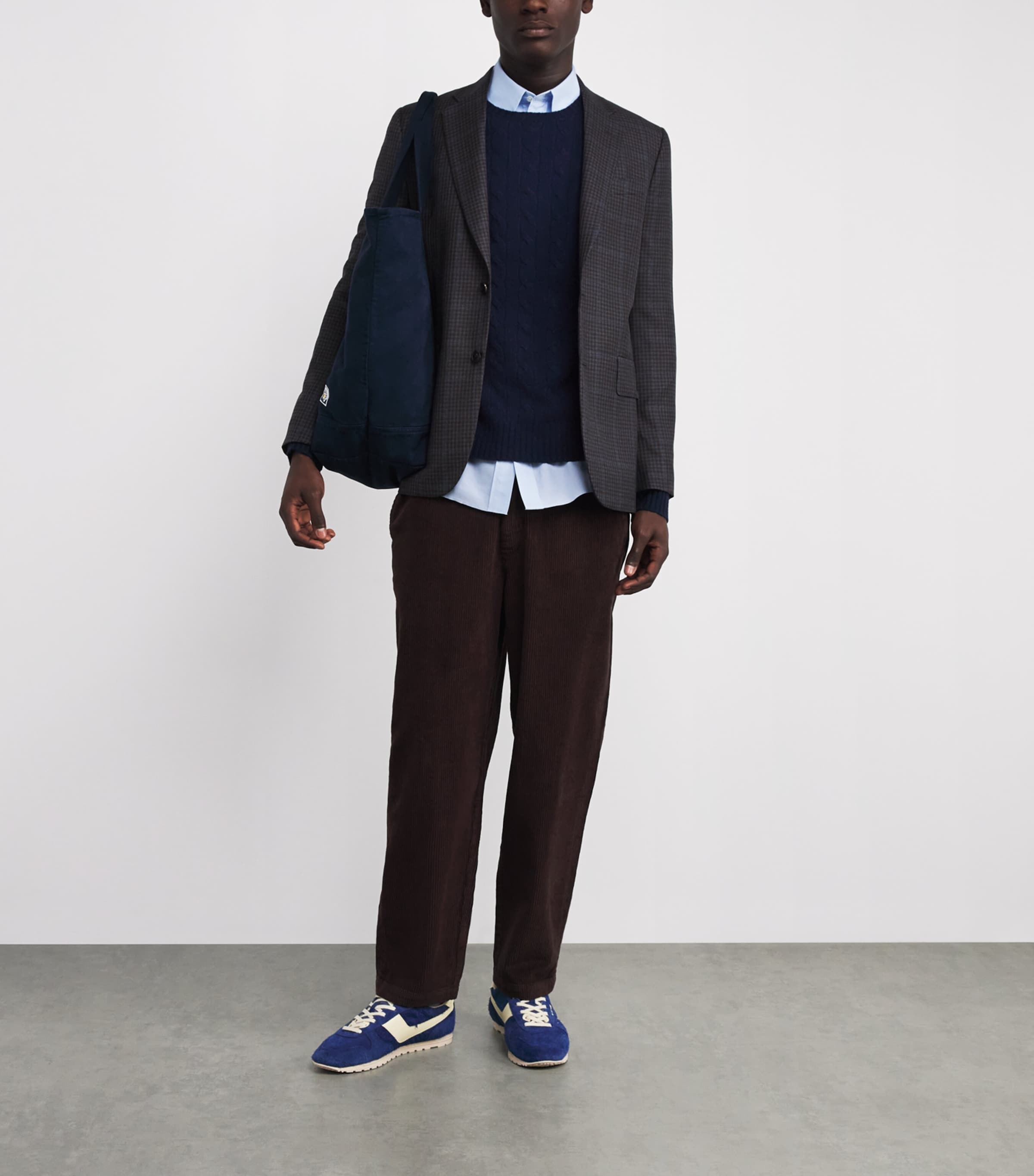 Wool-Cashmere Cable-Knit Polo Pony Sweater BLUE Image 2