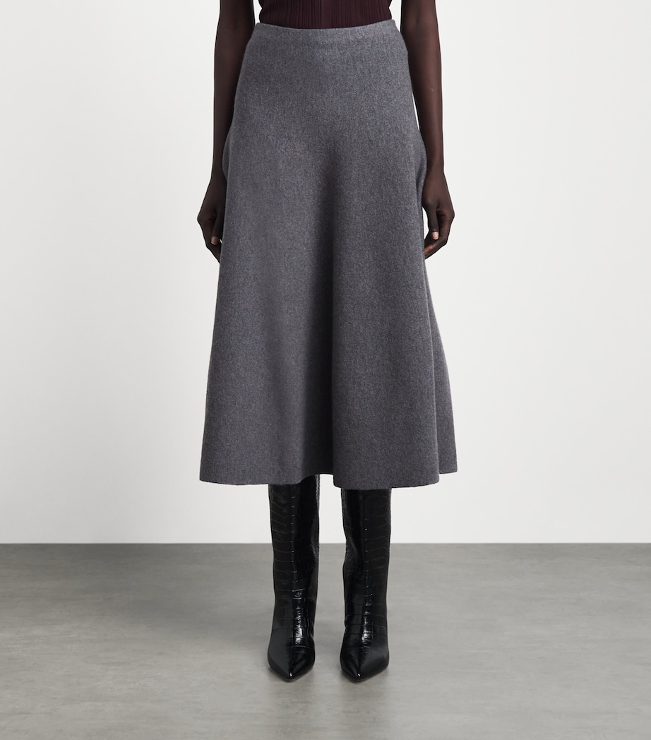 Brandon Maxwell Womens Virgin Wool Miller Midi Skirt Heather Grey Image 4