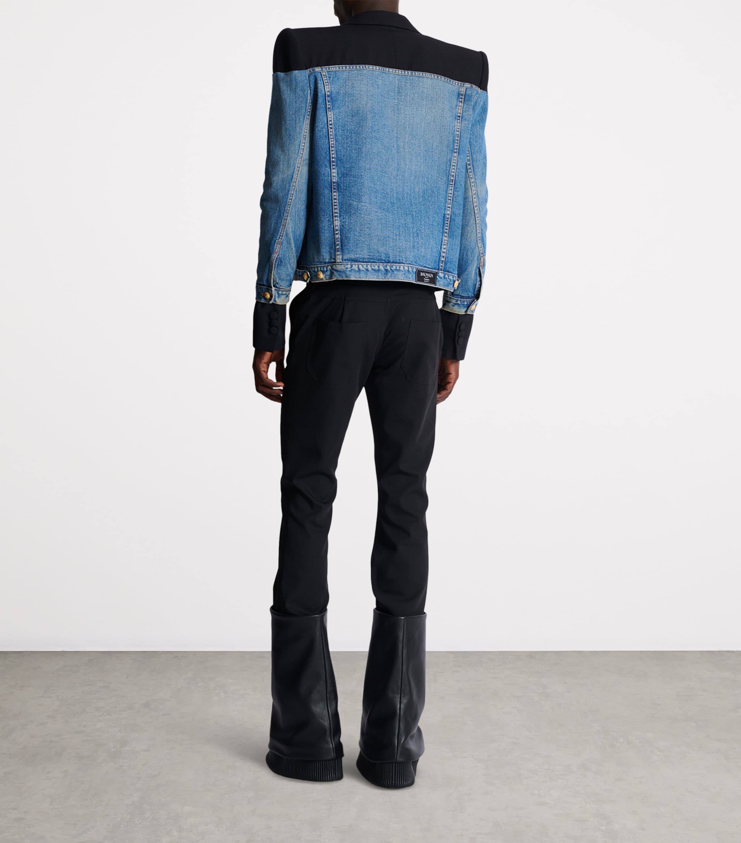 Balmain Mens Grain De Poudre-Denim Jacket Ena Noir/bleu Denim Image 3