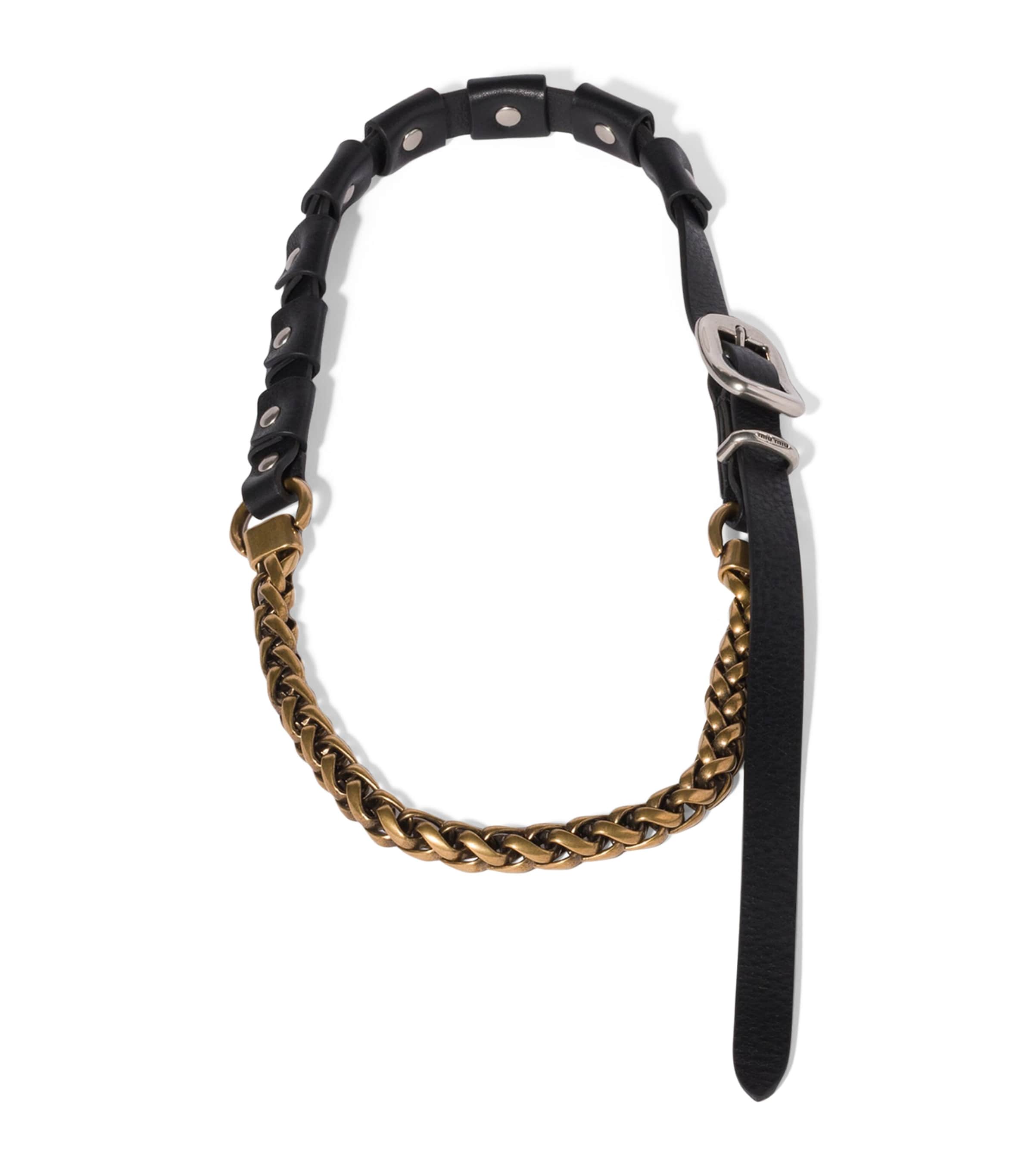 Miu Miu Leather Studded Necklace Image 1