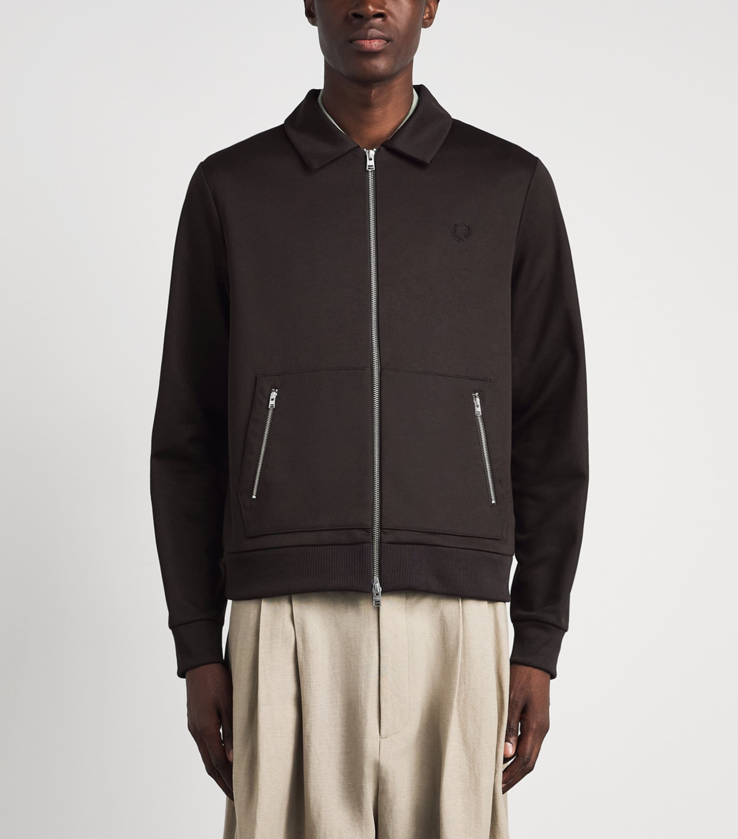 Fred Perry Mens Tennis Tape Track Jacket Rich Brown Image 4