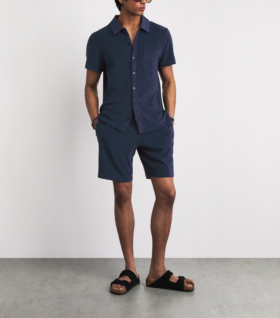 Vilebrequin Mens Organic Cotton Terry-Blend Bolide Shorts Bleu Marine Image 2