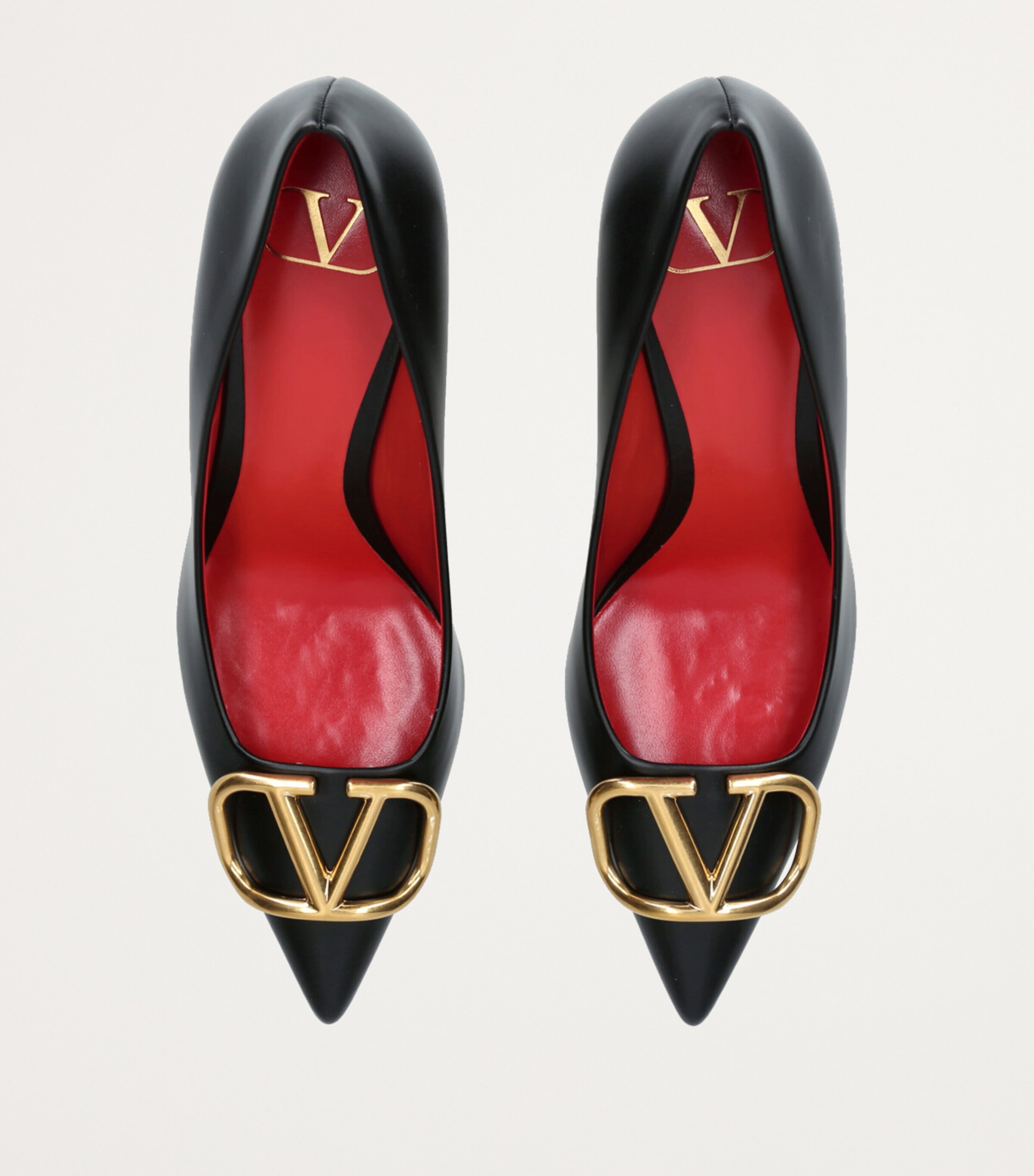 Valentino Garavani Leather VLogo Pumps 80 Black Image 4