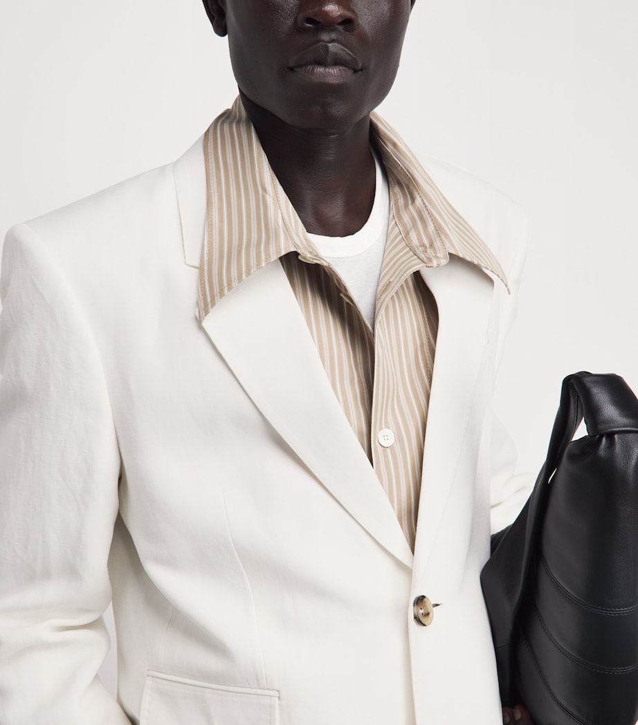 AMI Paris Mens Single-Breasted Blazer Blanc Creme Image 3