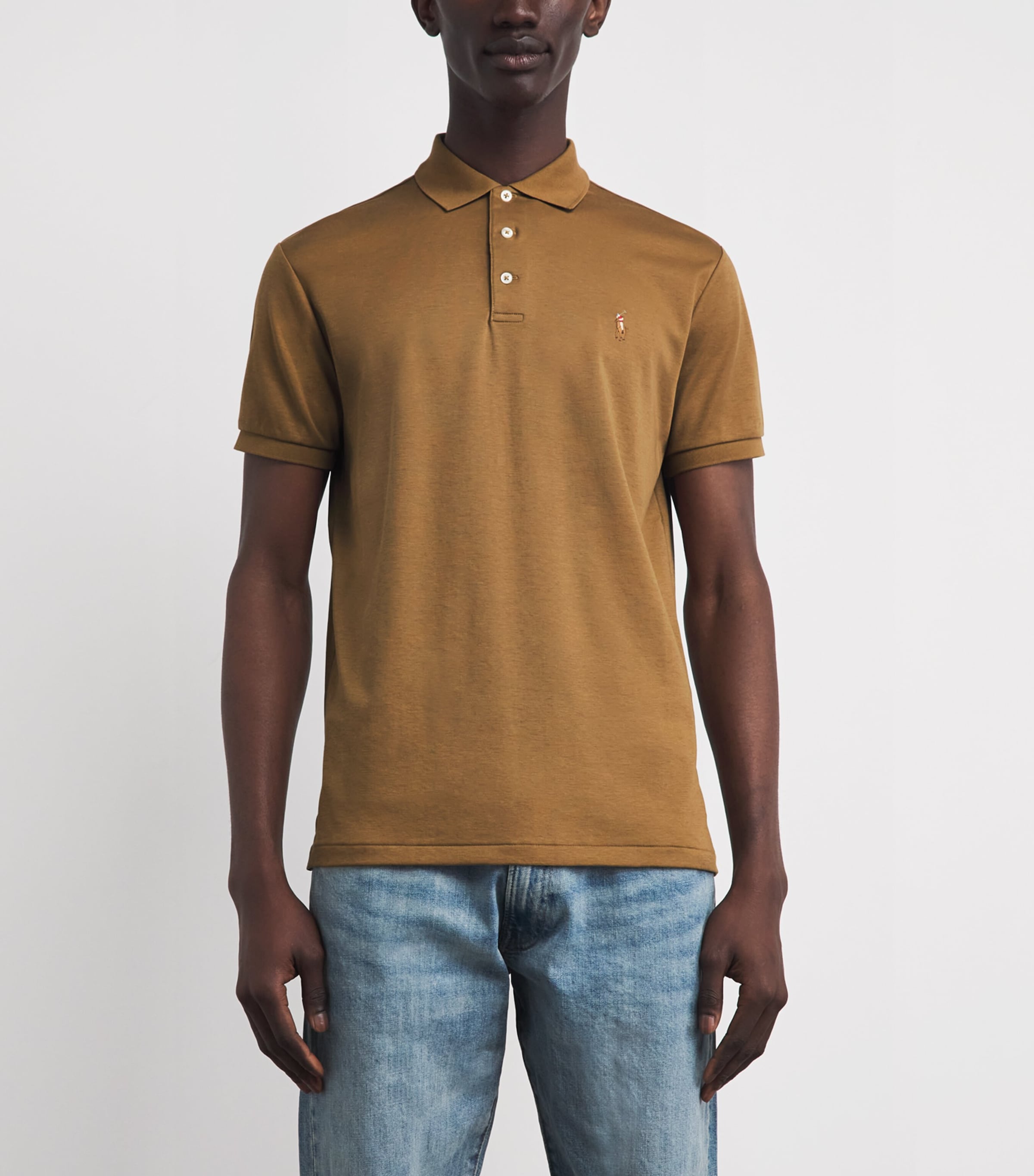 Polo Ralph Lauren Mens Cotton Slim-Fit Polo Shirt Cafe Brown Image 4